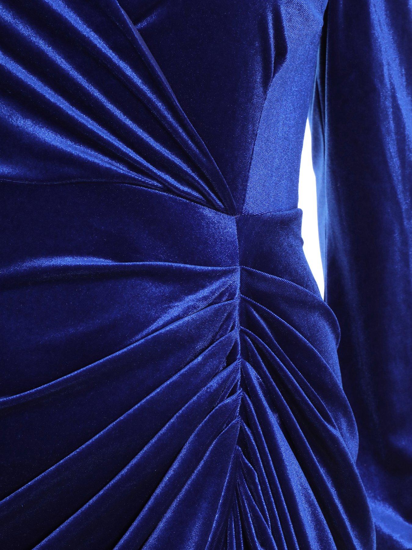 blue velvet dress uk 1970s Wenjilli Metallic Blue Lurex Knit Maxi Dress main image 1