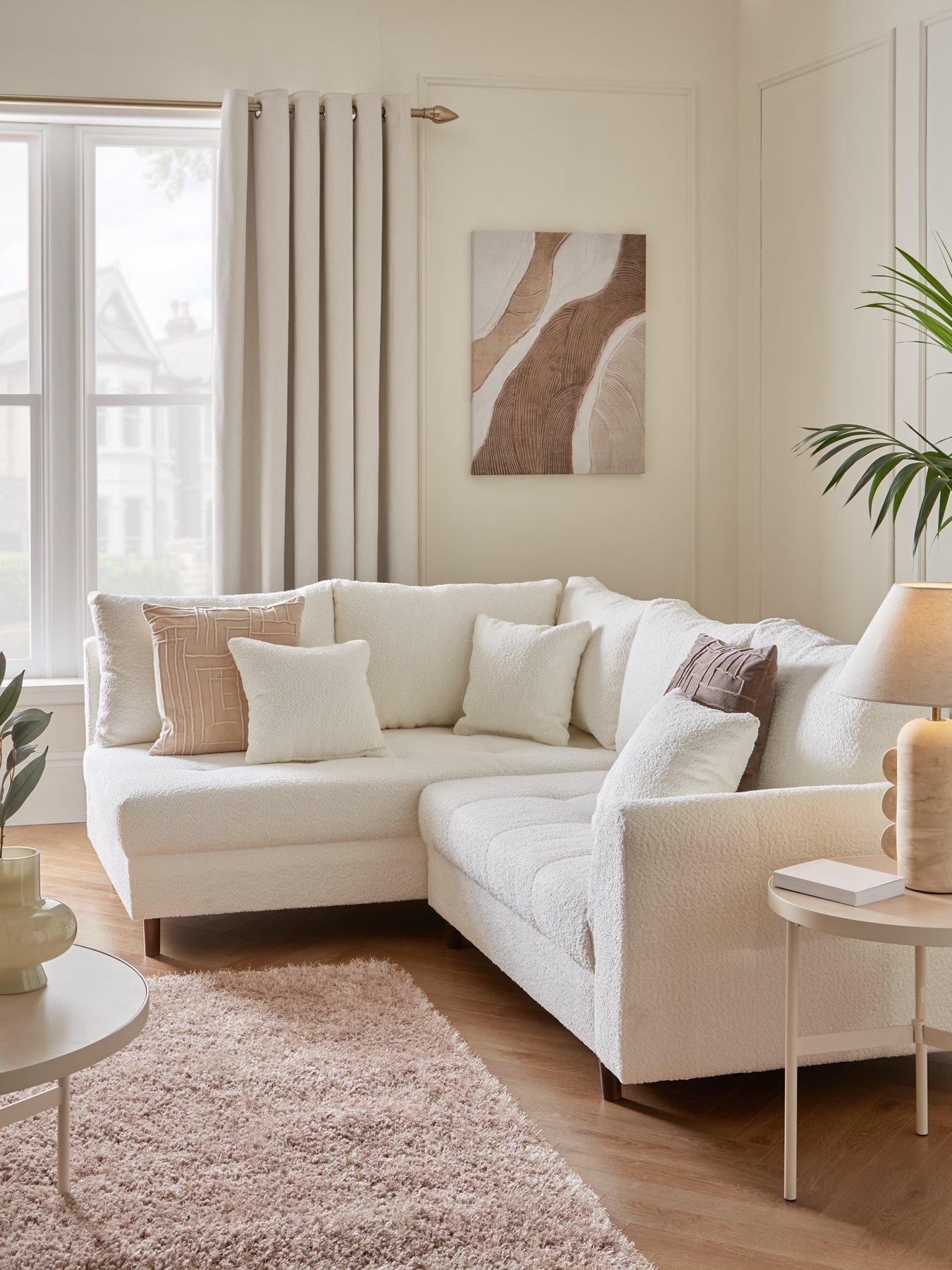 undefined Rune Fabric Left Hand Corner Sofa - Cream - FSC® Certified