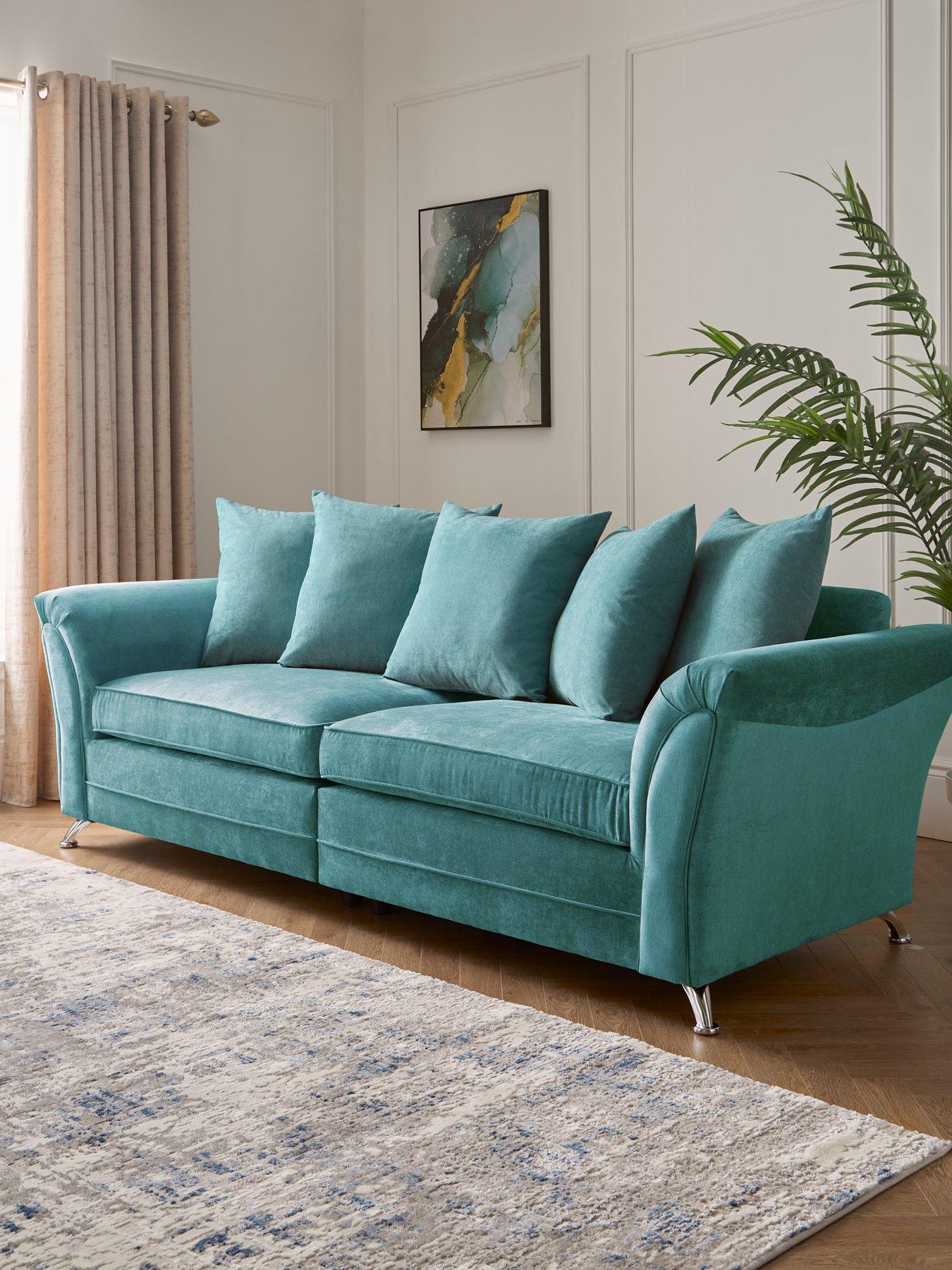 undefined Dury Fabric 4 Seater Scatterback Sofa - Teal - FSC® Certified