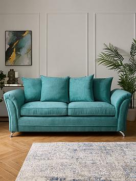 Product photograph of Very Home Dury Fabric 3 Seater Scatterback Sofa - Teal - Fsc Reg Certified from very.co.uk