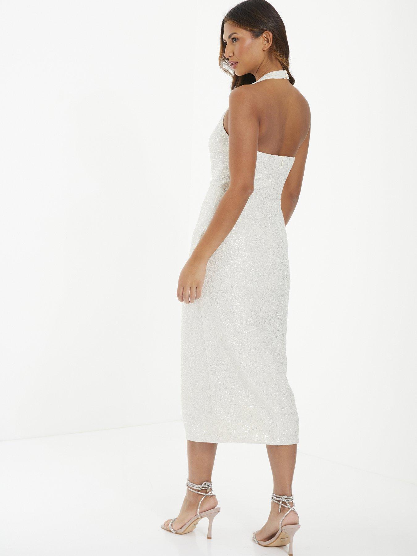 quiz sequin wrap dress Midi Dress Quiz Champagne Dress Quiz Champagne Sequin Wrap Maxi Dress In  Natural Lyst UK