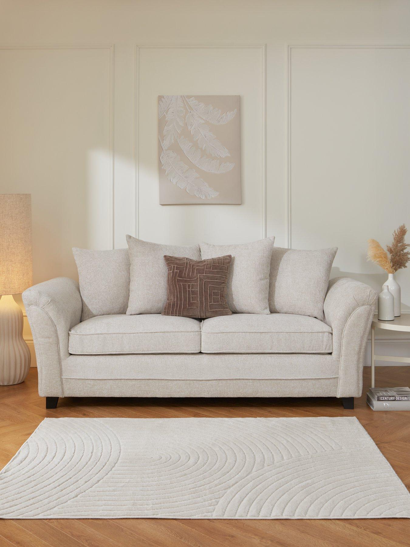 undefined Dury Chunky Weave 3 Seater Scatterback Sofa - Natural - FSC® Certified