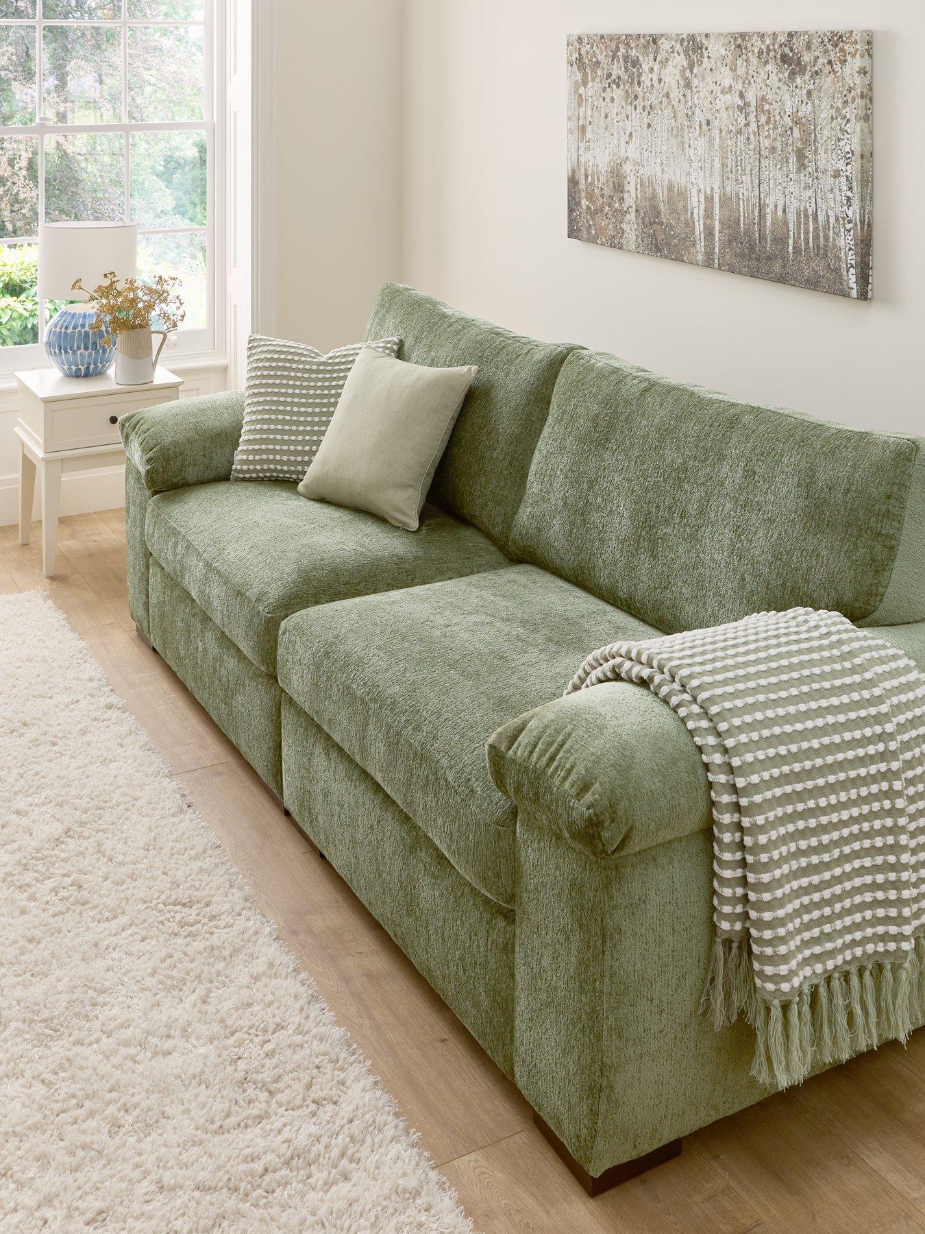 The Very Collection Salerno Standard Back 4 Seater Fabric Sofa – Olive Green - FSC® Certified