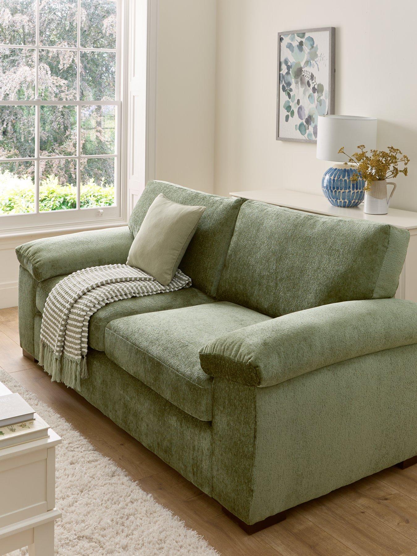 Very Home Salerno Standard Back 3 Seater Fabric Sofa - Green - FSC® Certified