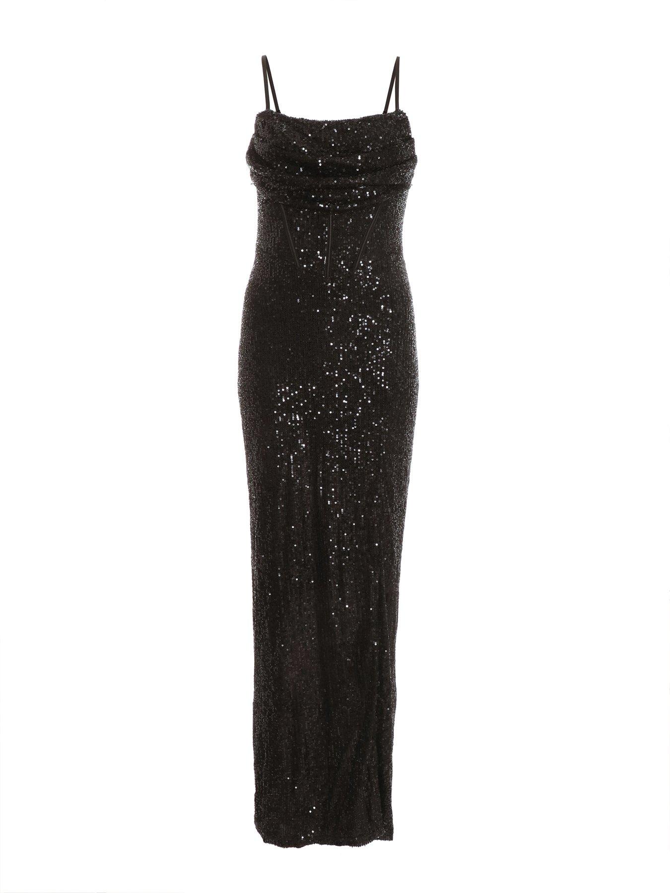 Quiz Black Sequin Maxi Dress