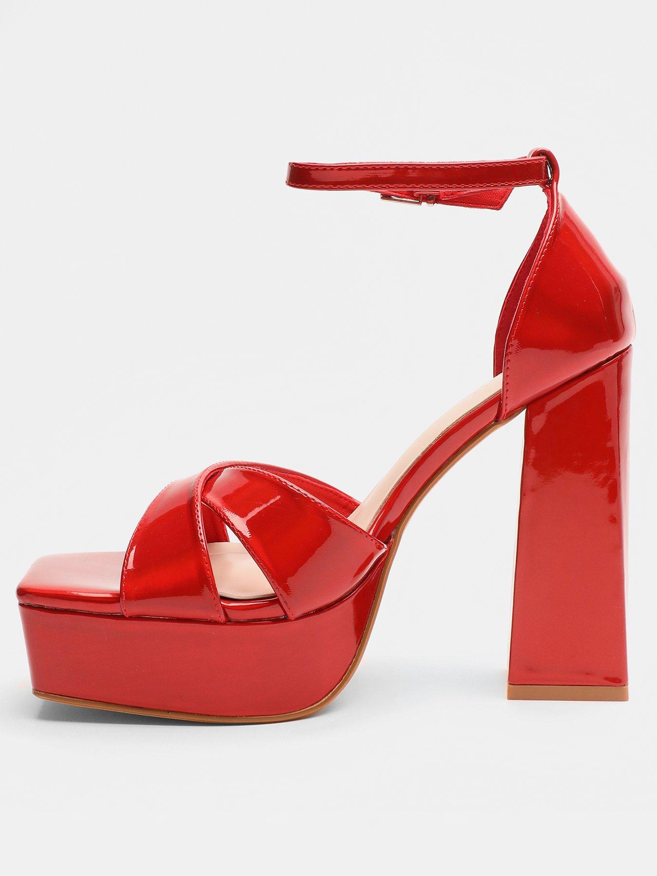 Red cross strap store heels