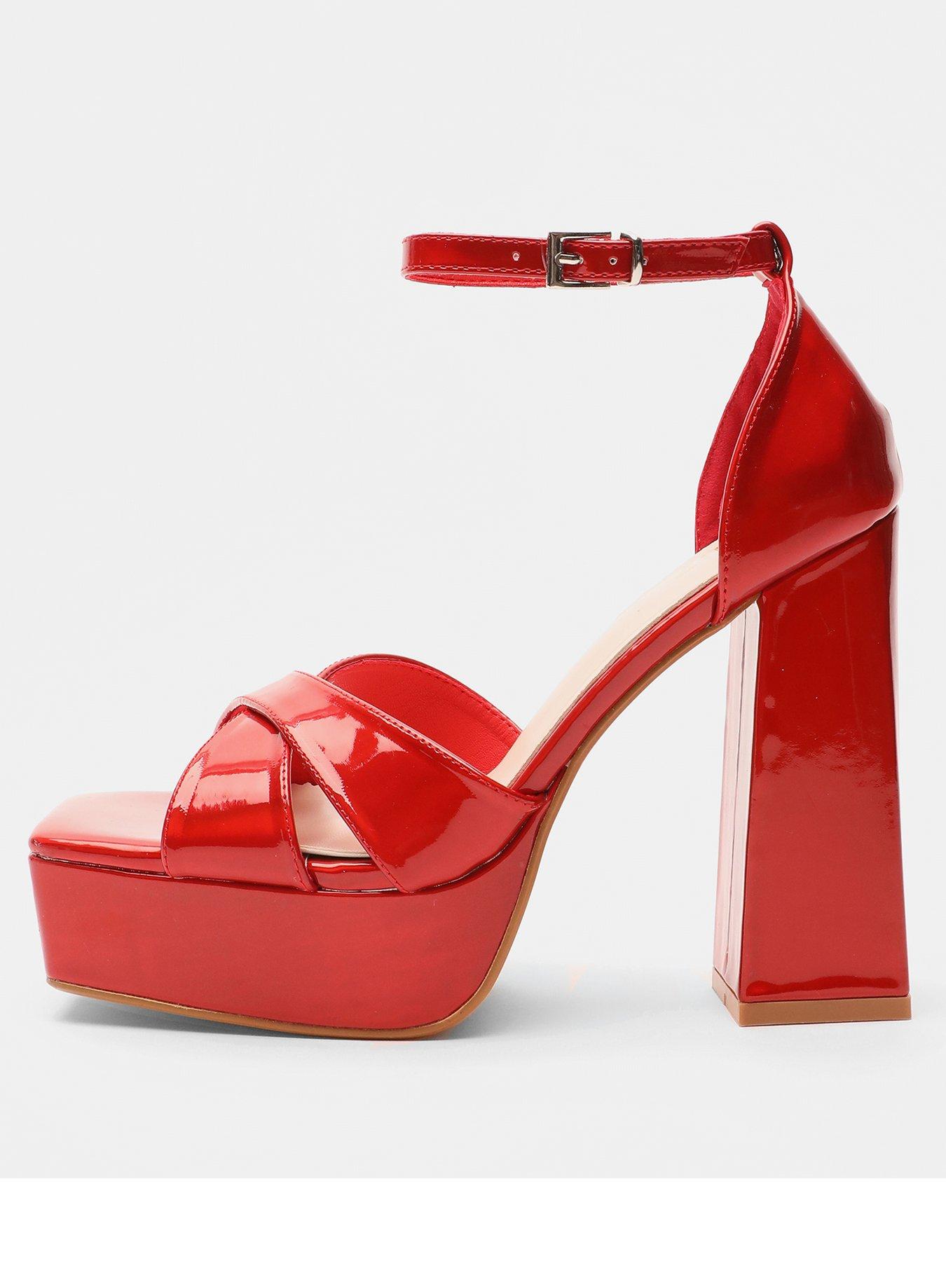 Red platform sandal store heels