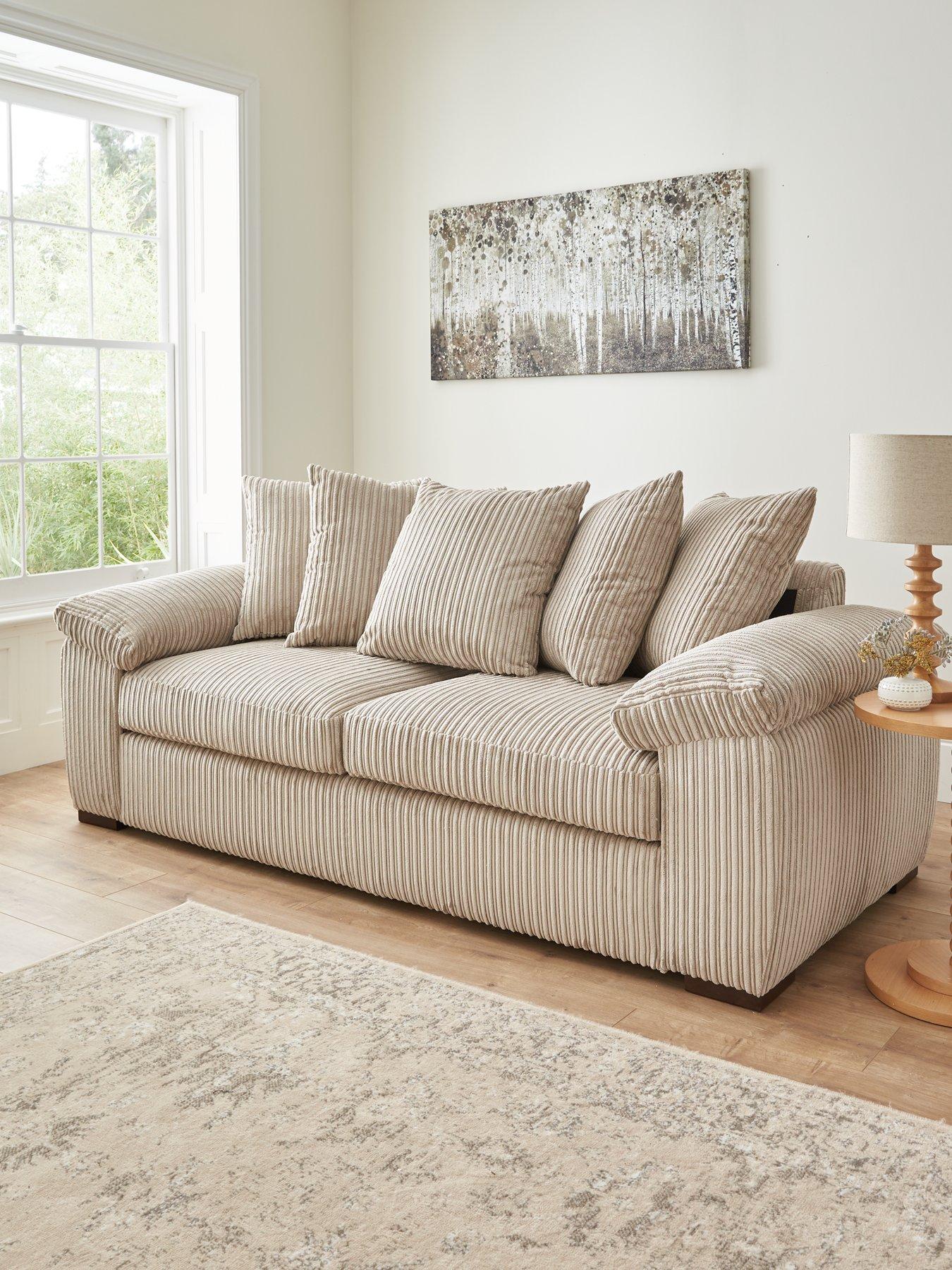 Amalfi 3 Seater Scatter Back Fabric Sofa Cream FSC Certified