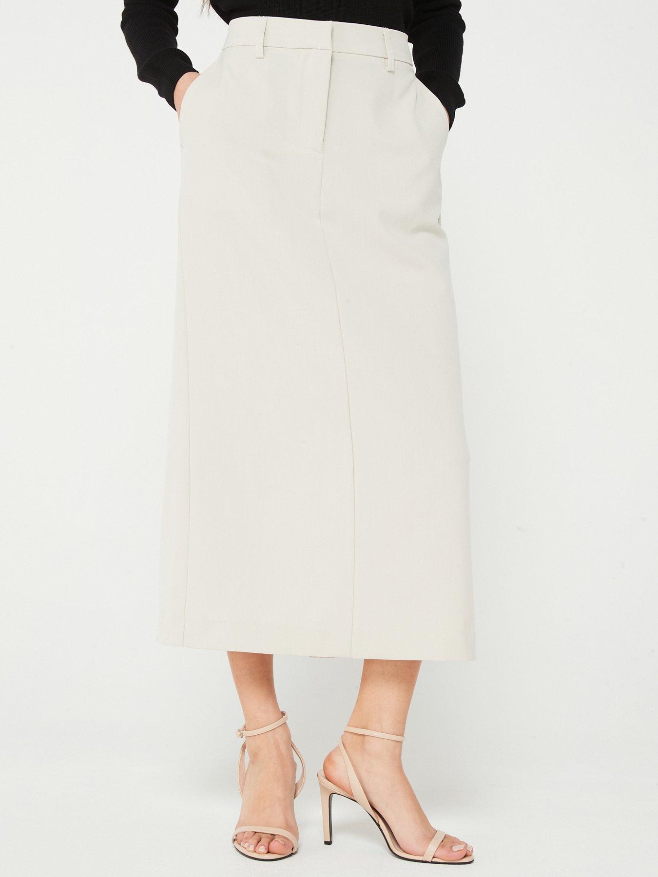 Vero Moda Split Midi Skirt - Grey | Very.co.uk