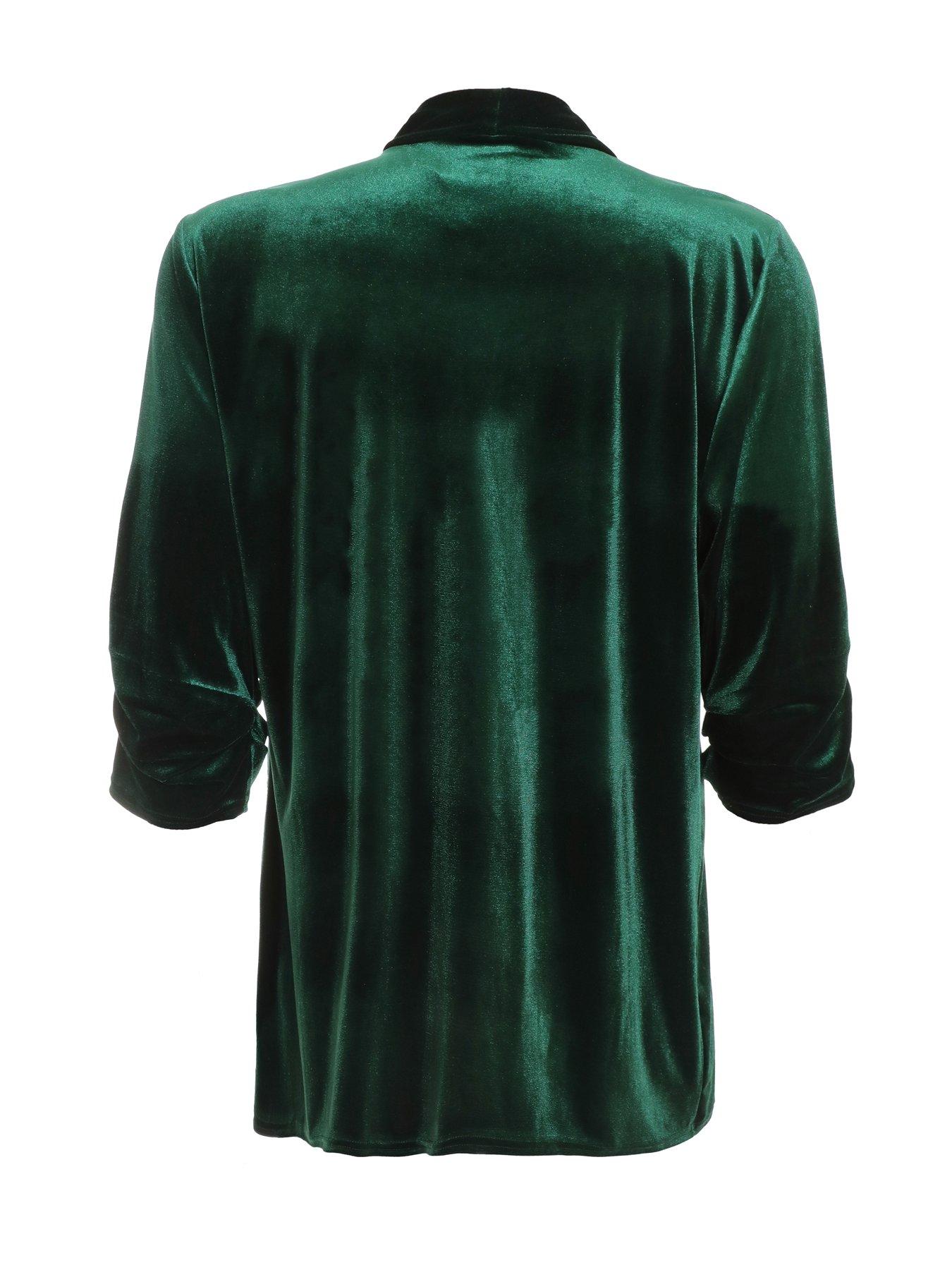 Image 5 of 6 of Quiz Curve Curve Bottle Green Velvet Waterfall Blazer