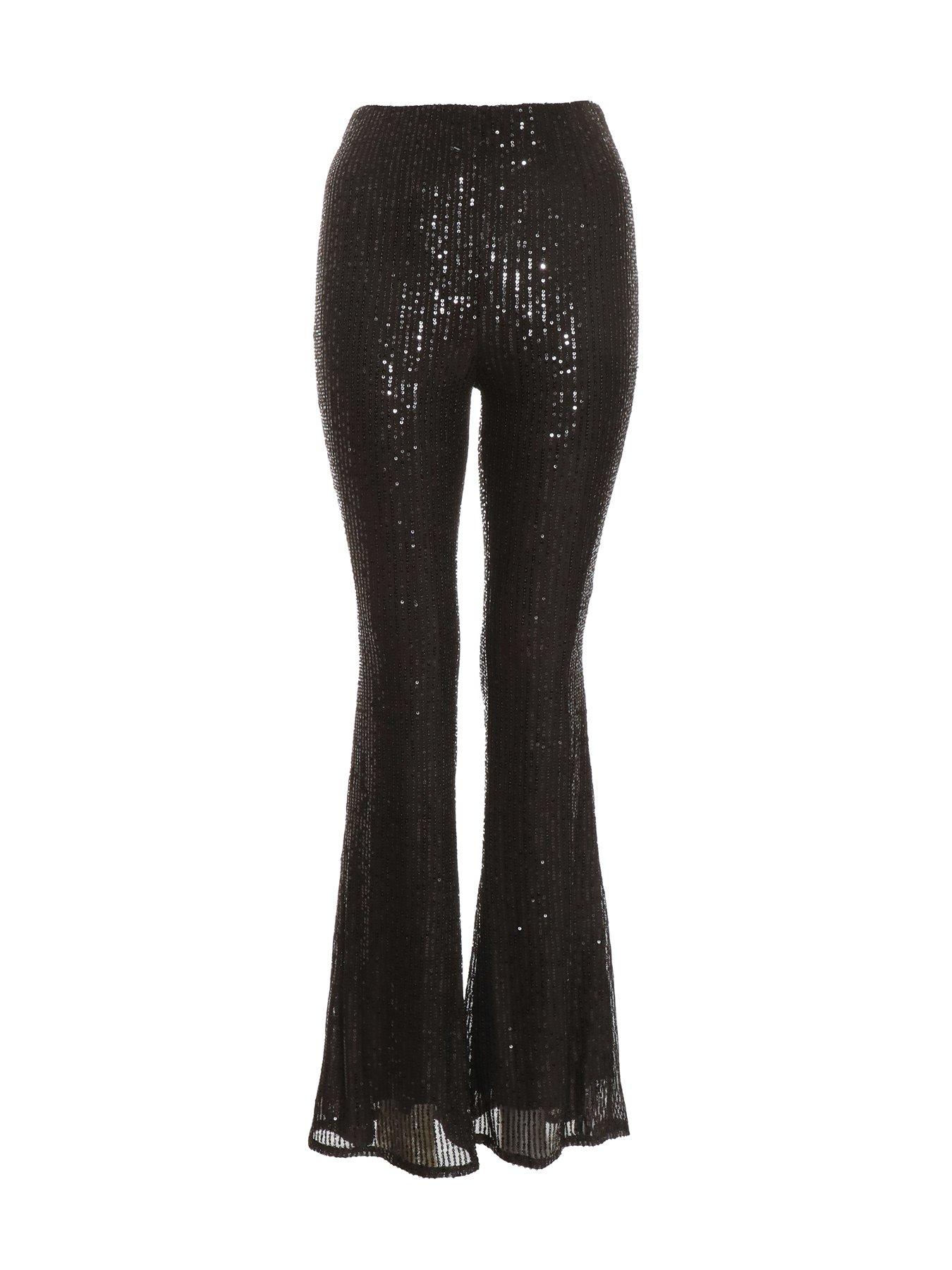 Black Sequin High Waist Trousers – AX Paris