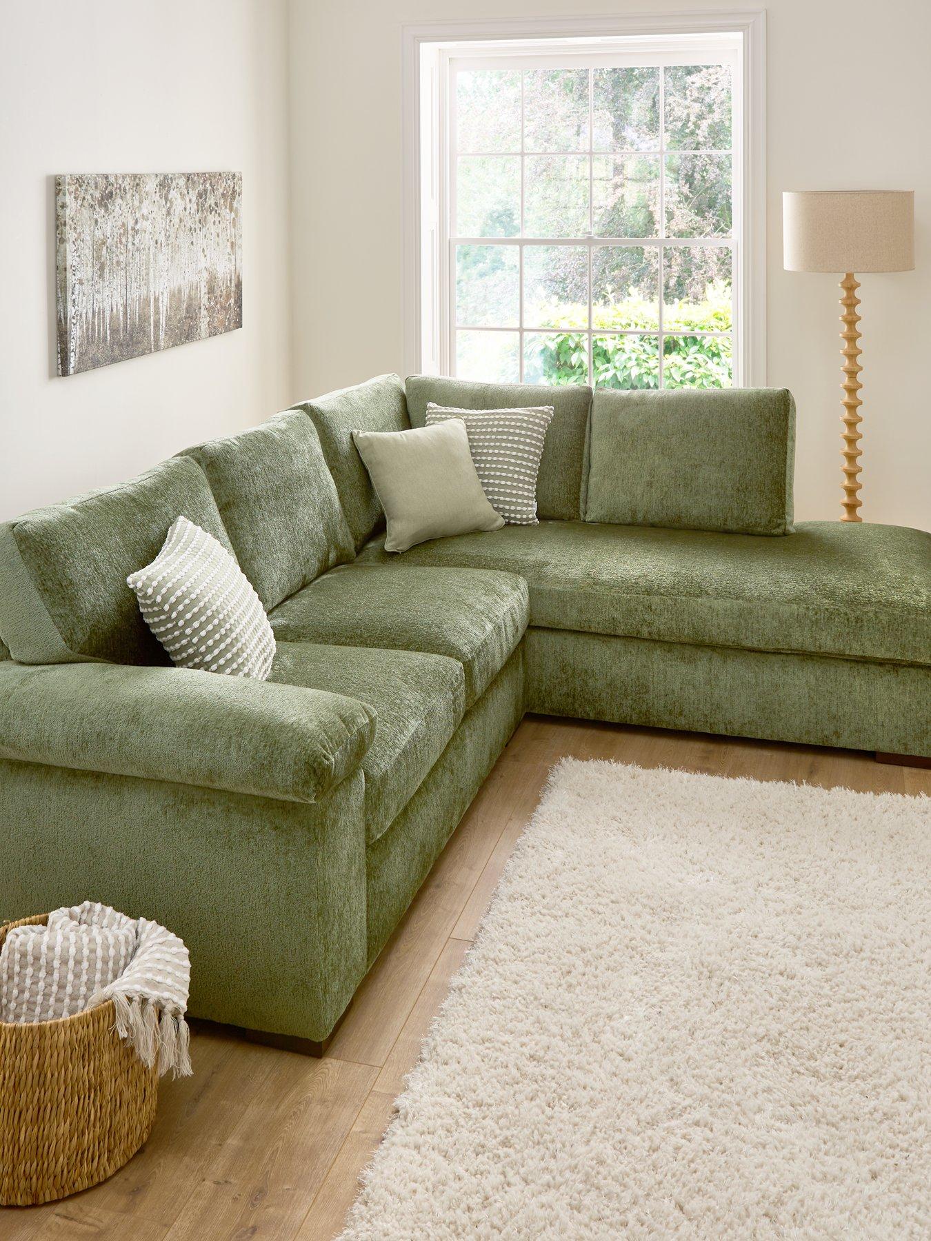 undefined Salerno Standard Back Fabric Right Hand Corner Chaise Sofa - Green - FSC® Certified
