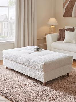 Product photograph of Very Home Rune Fabric Footstool - Cream - Fsc Reg Certified from very.co.uk