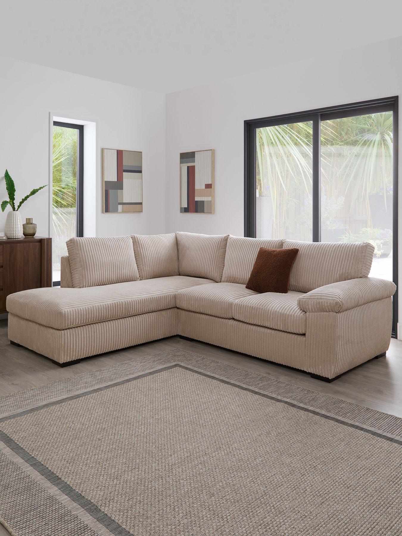 The Very Collection Amalfi Standard Back Left Hand Fabric Corner Chaise Sofa - Cream - FSC® Certified