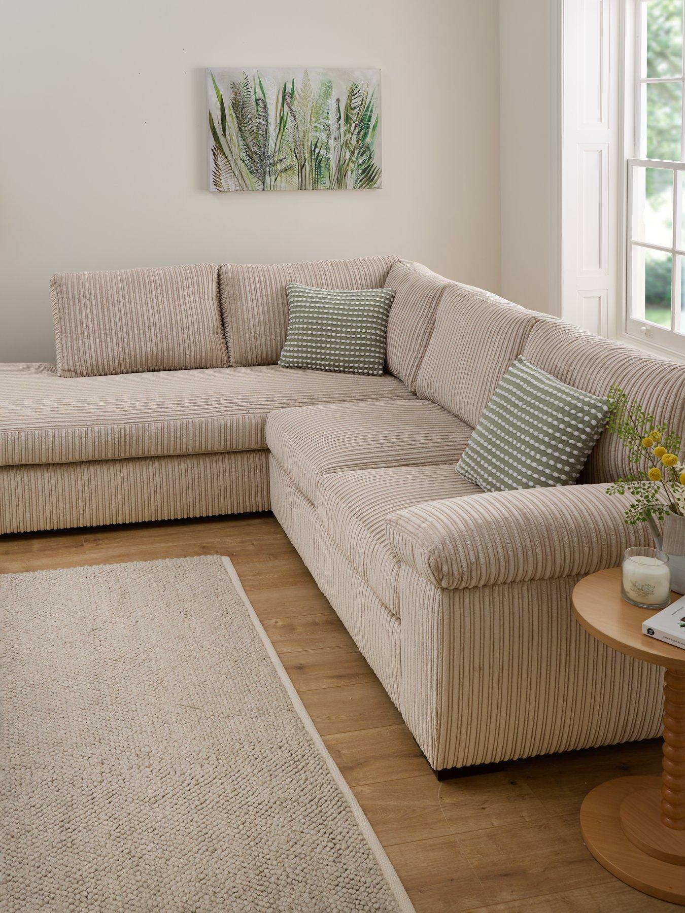 undefined Amalfi Standard Back Left Hand Fabric Corner Chaise Sofa - Cream - FSC® Certified