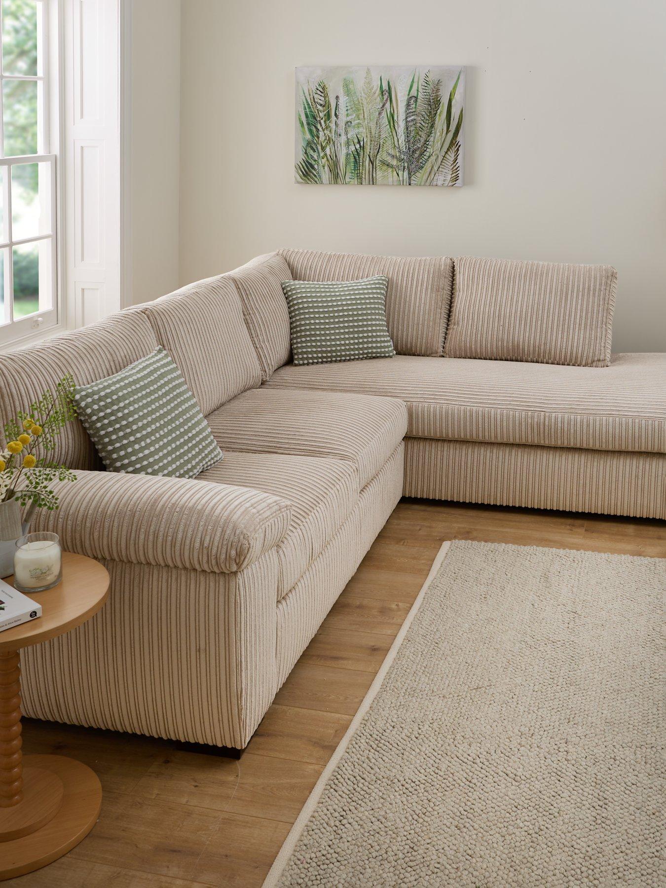 undefined Amalfi Standard Back Right Hand Fabric Corner Chaise Sofa - Cream - FSC® Certified