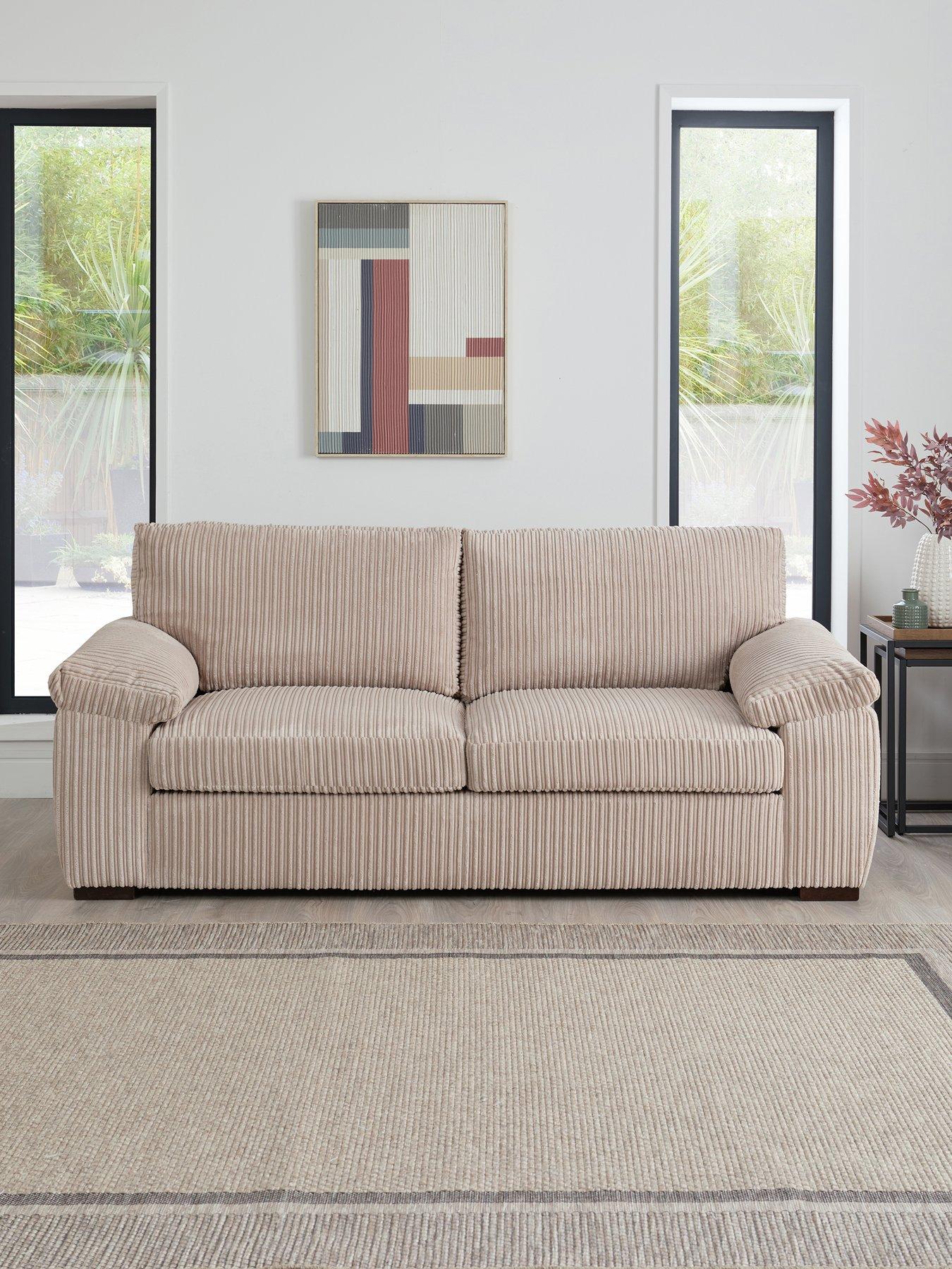 Very Home Amalfi Standard Back 3 Seater Fabric Sofa - Cream - FSC® Certified