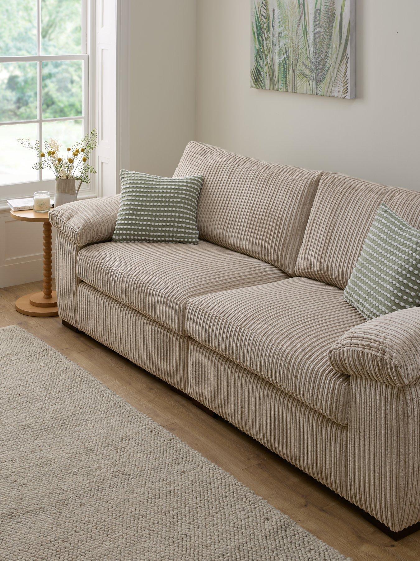 3 seater cream store fabric sofa