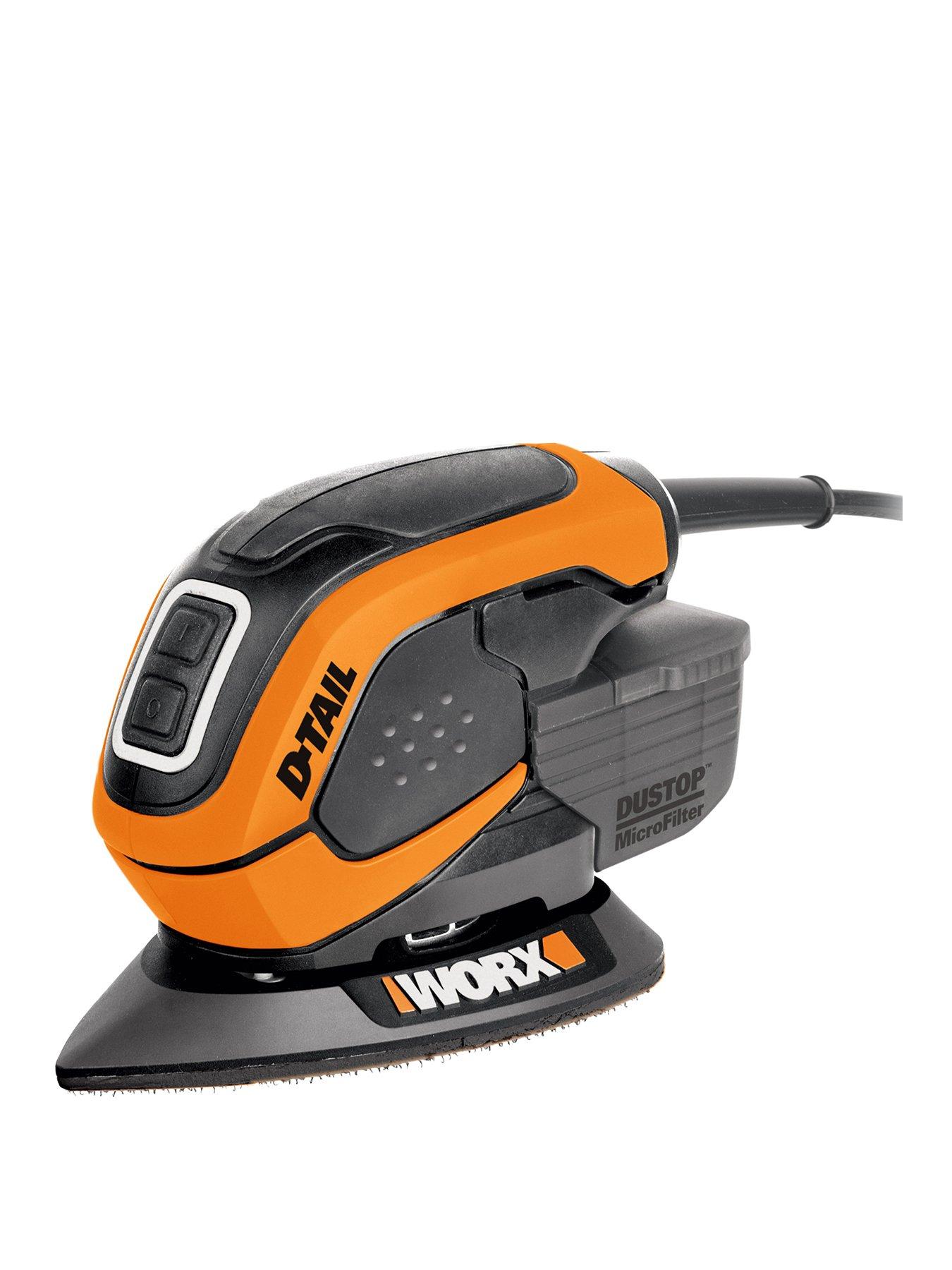 Product photograph of Worx 65w Electric Corded Detail Palm Sander With Accessories from very.co.uk