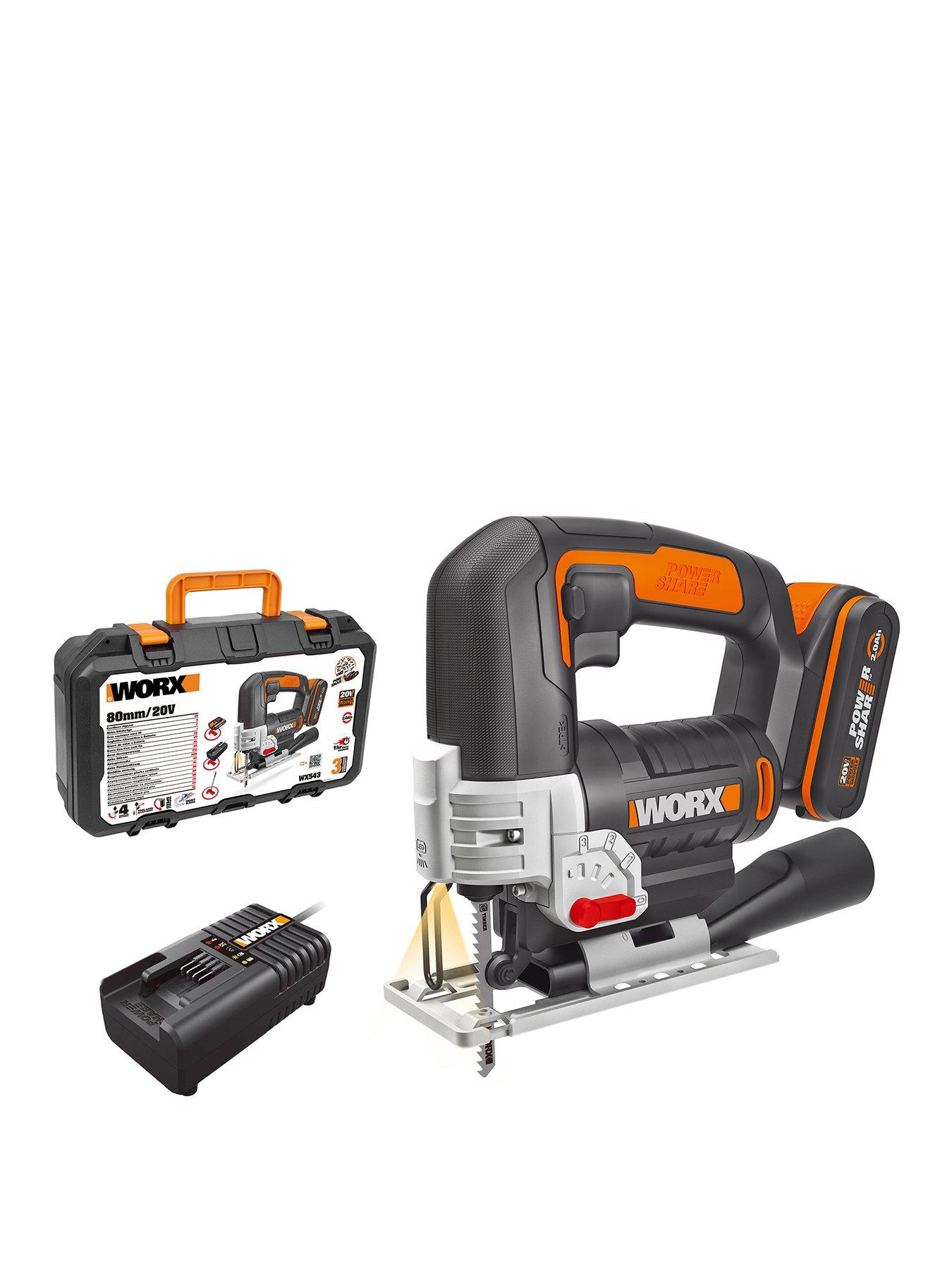 Image 1 of 6 of Worx 20V 24mm Cordless Jigsaw with x1 2.0Ah Battery, Charger &amp; Case