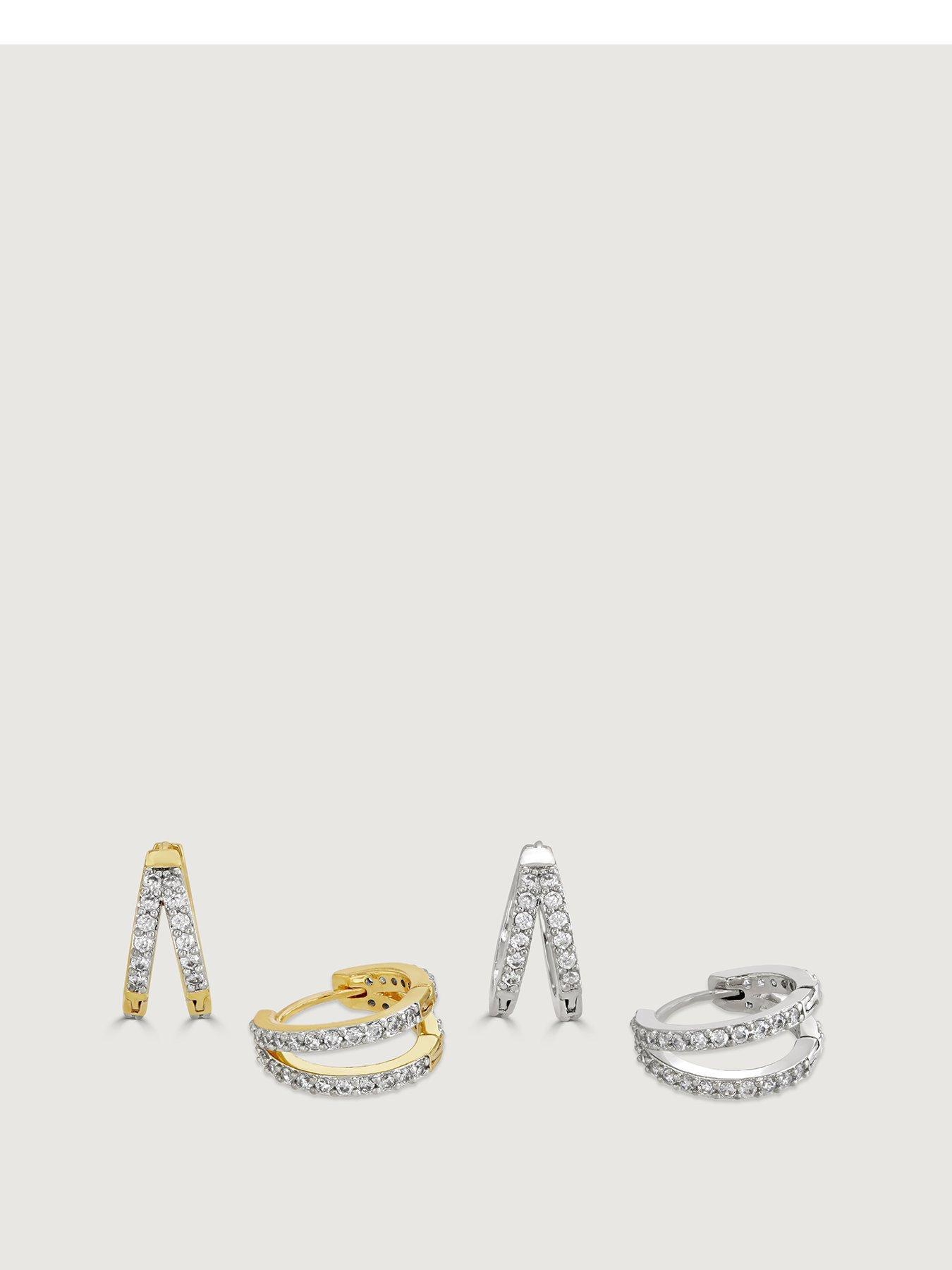 Product photograph of Buckley London Duo Pave Hoop Set from very.co.uk