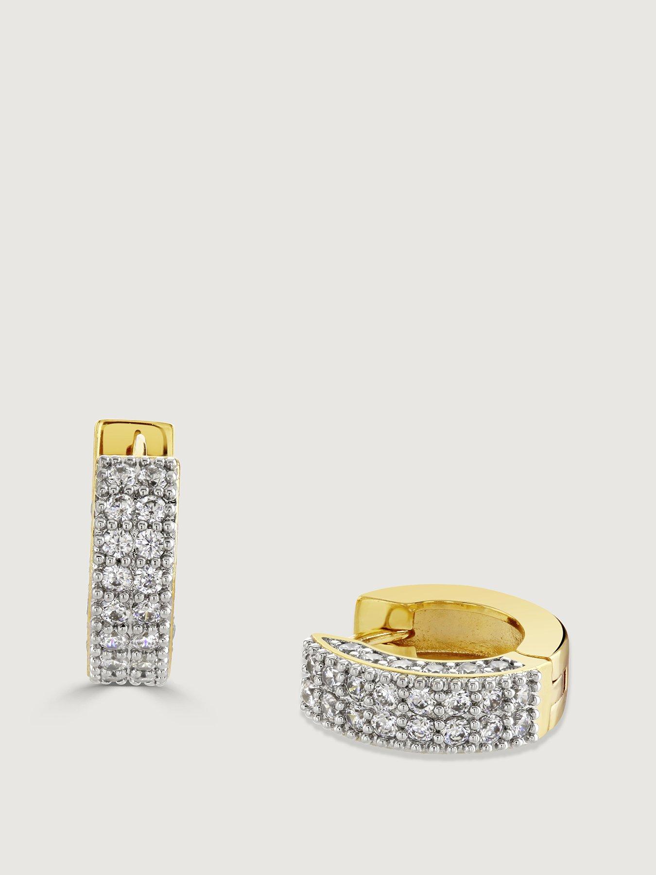 Product photograph of Buckley London Gold Pave Chubby Huggie Earrings from very.co.uk