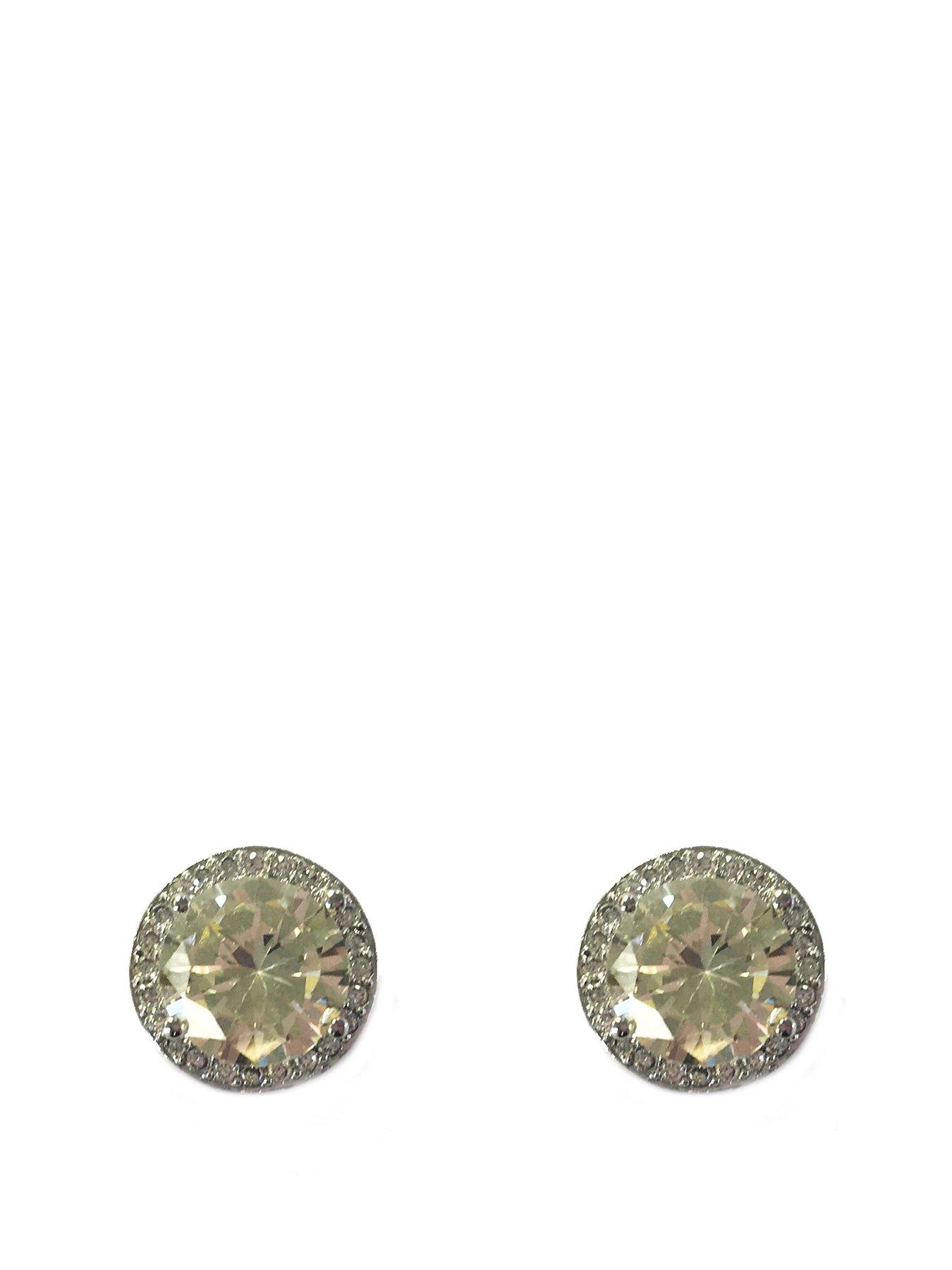Product photograph of Buckley London The Carat Collection - Canary Halo Solitaire Earrings from very.co.uk