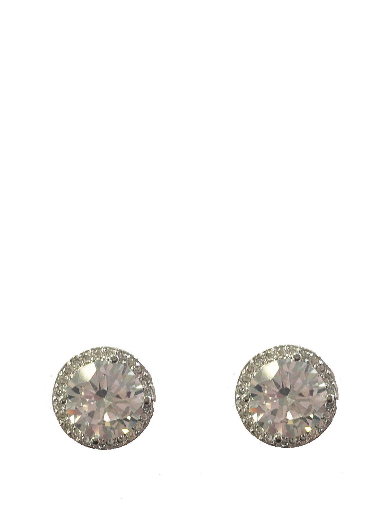 Product photograph of Buckley London The Carat Collection - Clear Halo Solitaire Earrings from very.co.uk