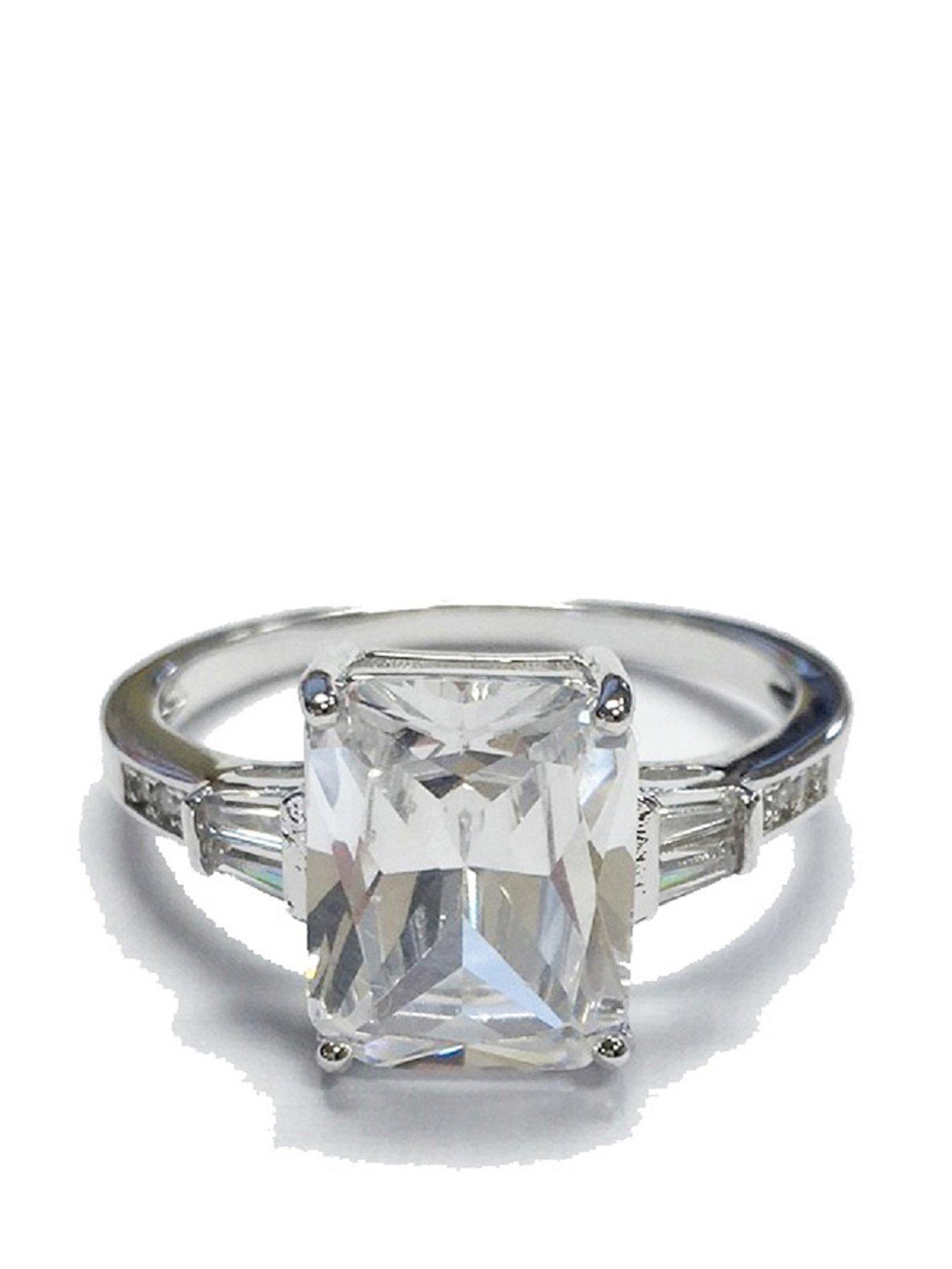 Product photograph of Buckley London The Carat Collection - Clear Baguette With Tapered Baguette Shoulders Ring from very.co.uk