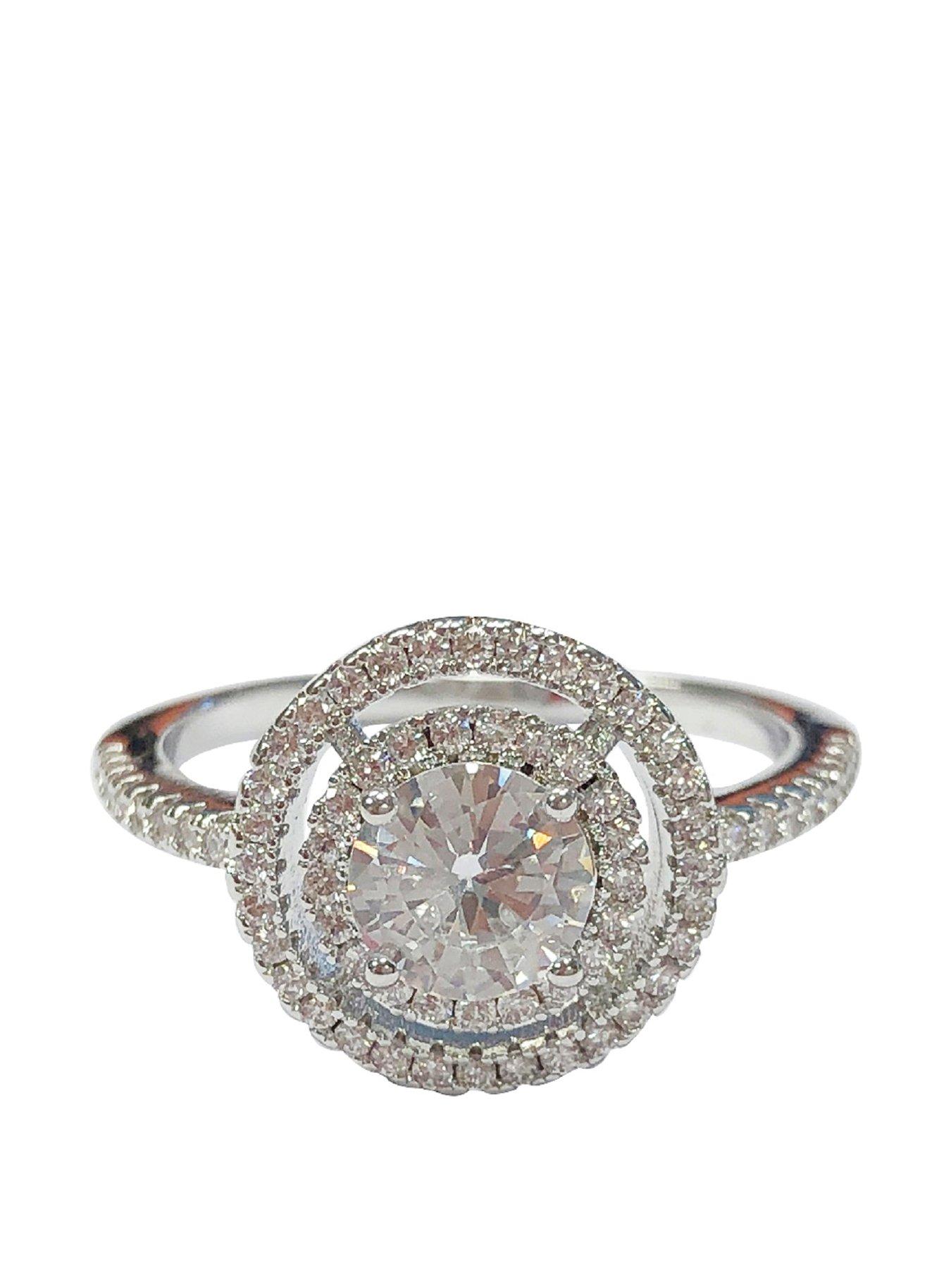 Product photograph of Buckley London The Carat Collection - Clear Solitaire Double Halo Ring from very.co.uk