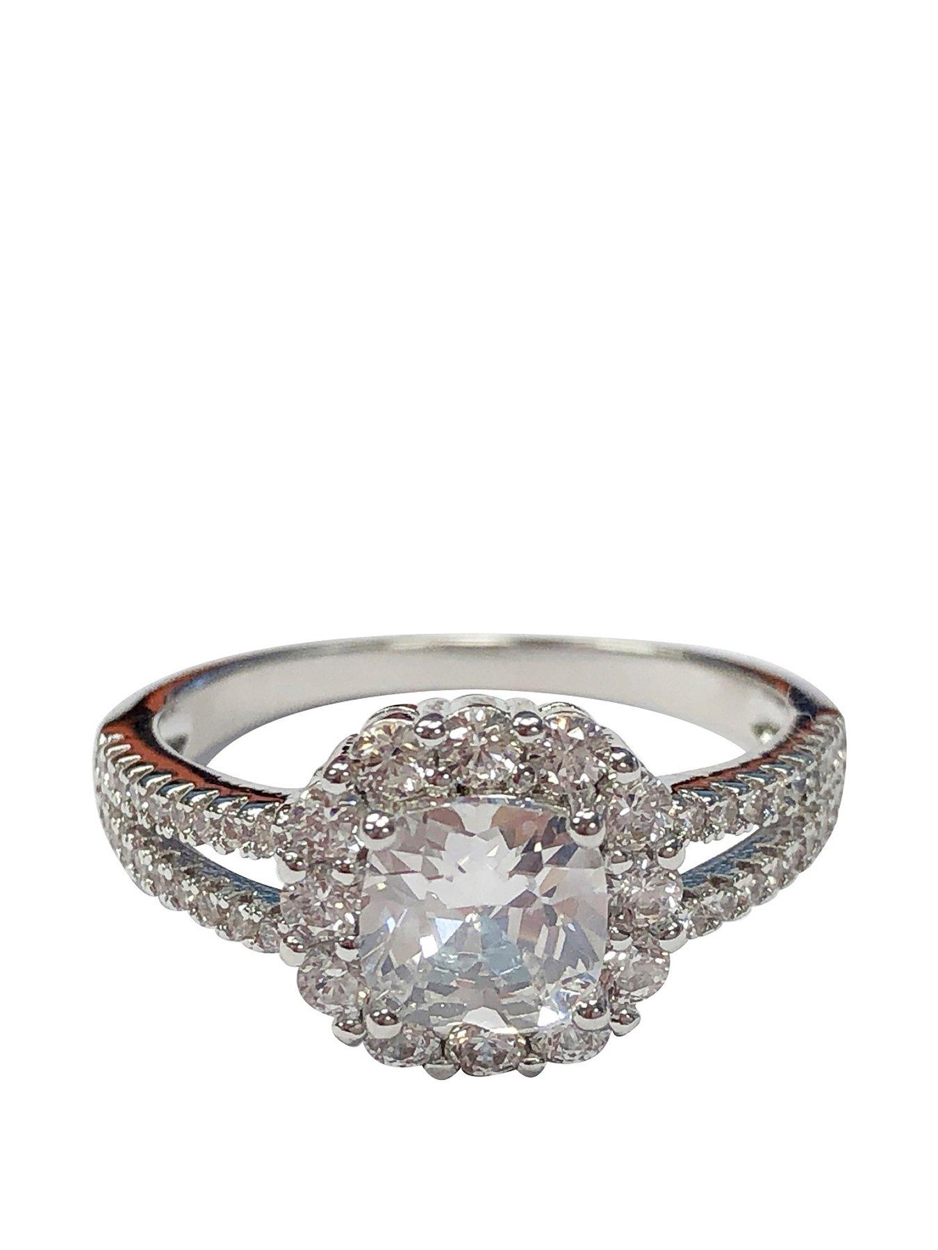 Product photograph of Buckley London The Carat Collection - Split Band Cushion Sparkle Solitaire from very.co.uk