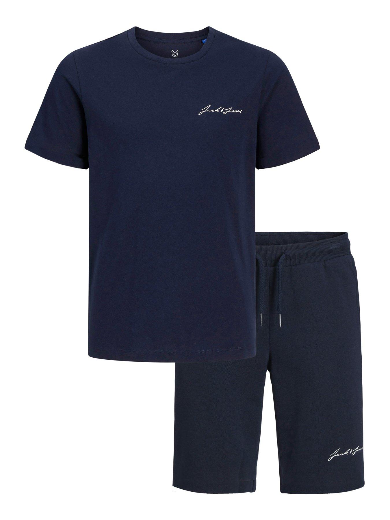 Image 2 of 5 of Jack & Jones Junior Boys Jaxon T-shirt And Short Set - Navy Blazer