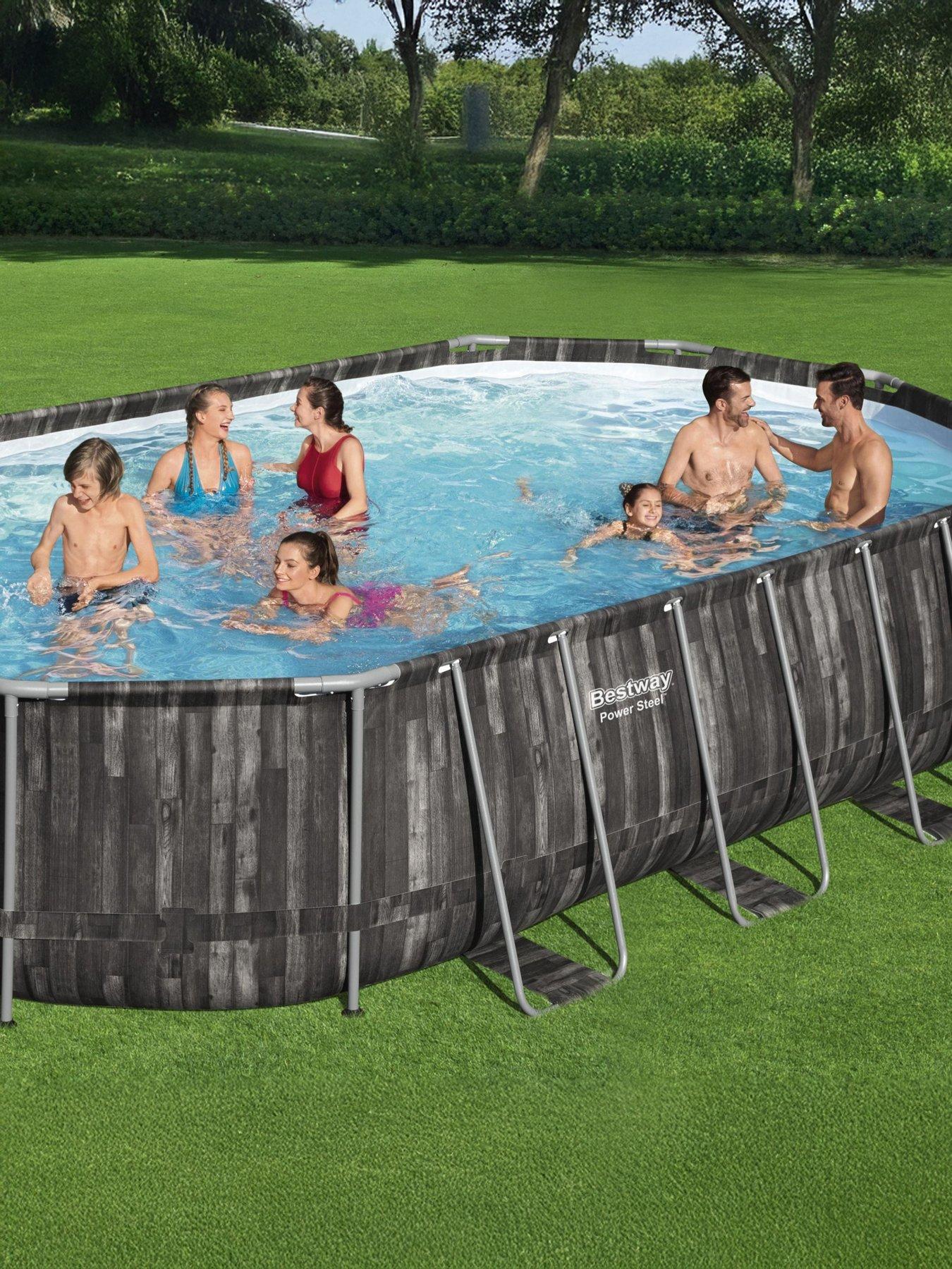 Image 1 of 7 of Bestway 20ft x 12ft&nbsp;Power Steel Oval Pool Set, Filter Pump, Ladder with Pool Cover