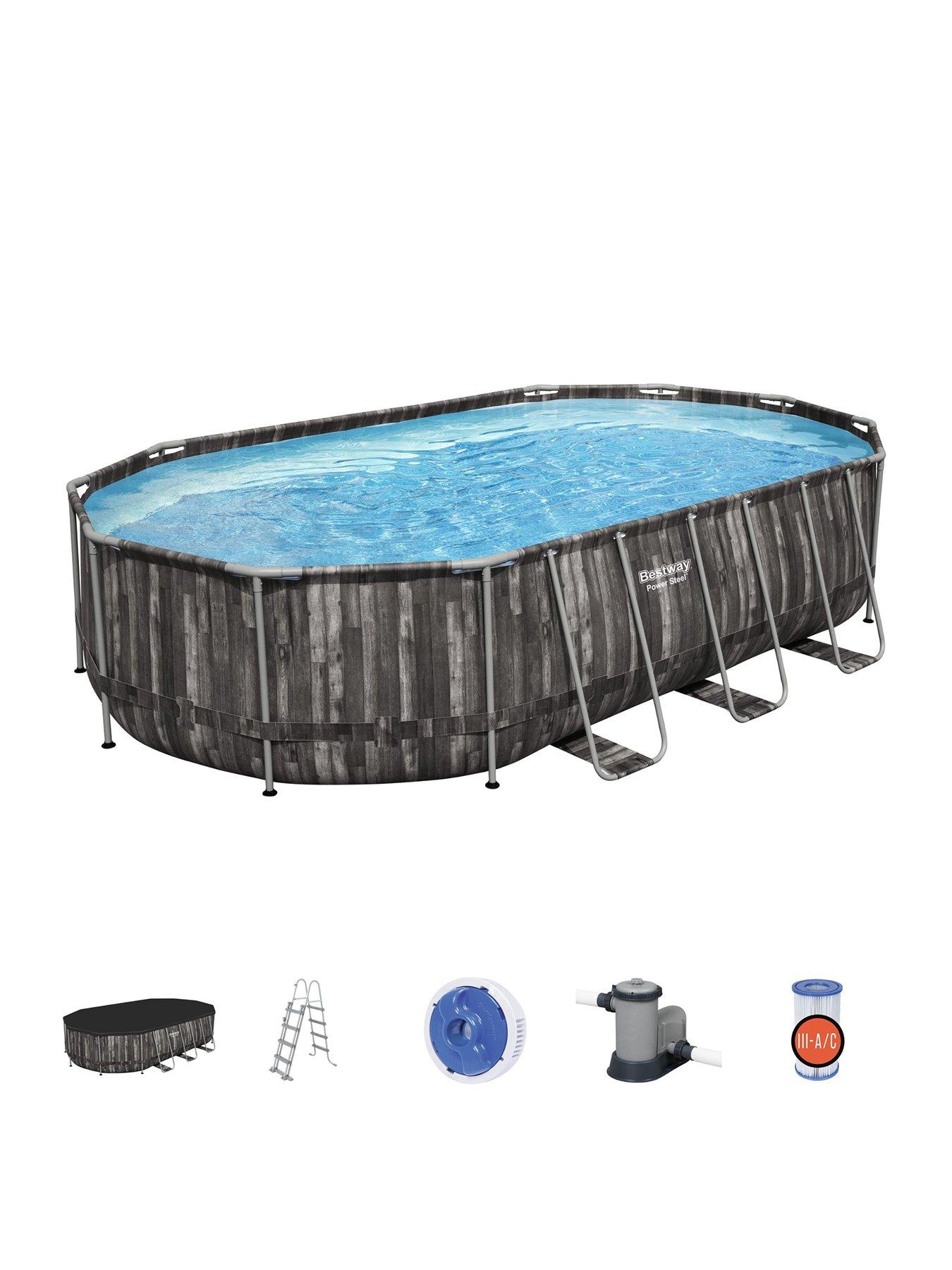 Image 2 of 7 of Bestway 20ft x 12ft&nbsp;Power Steel Oval Pool Set, Filter Pump, Ladder with Pool Cover