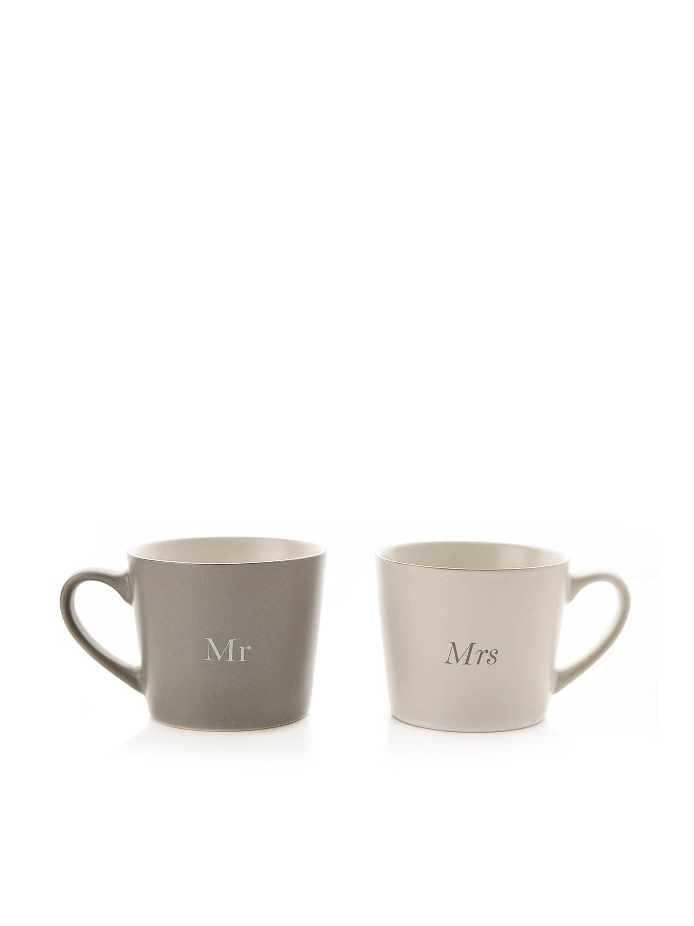 Image 1 of 6 of Amore Set of 2 Grey & White Mugs - Mr & Mrs