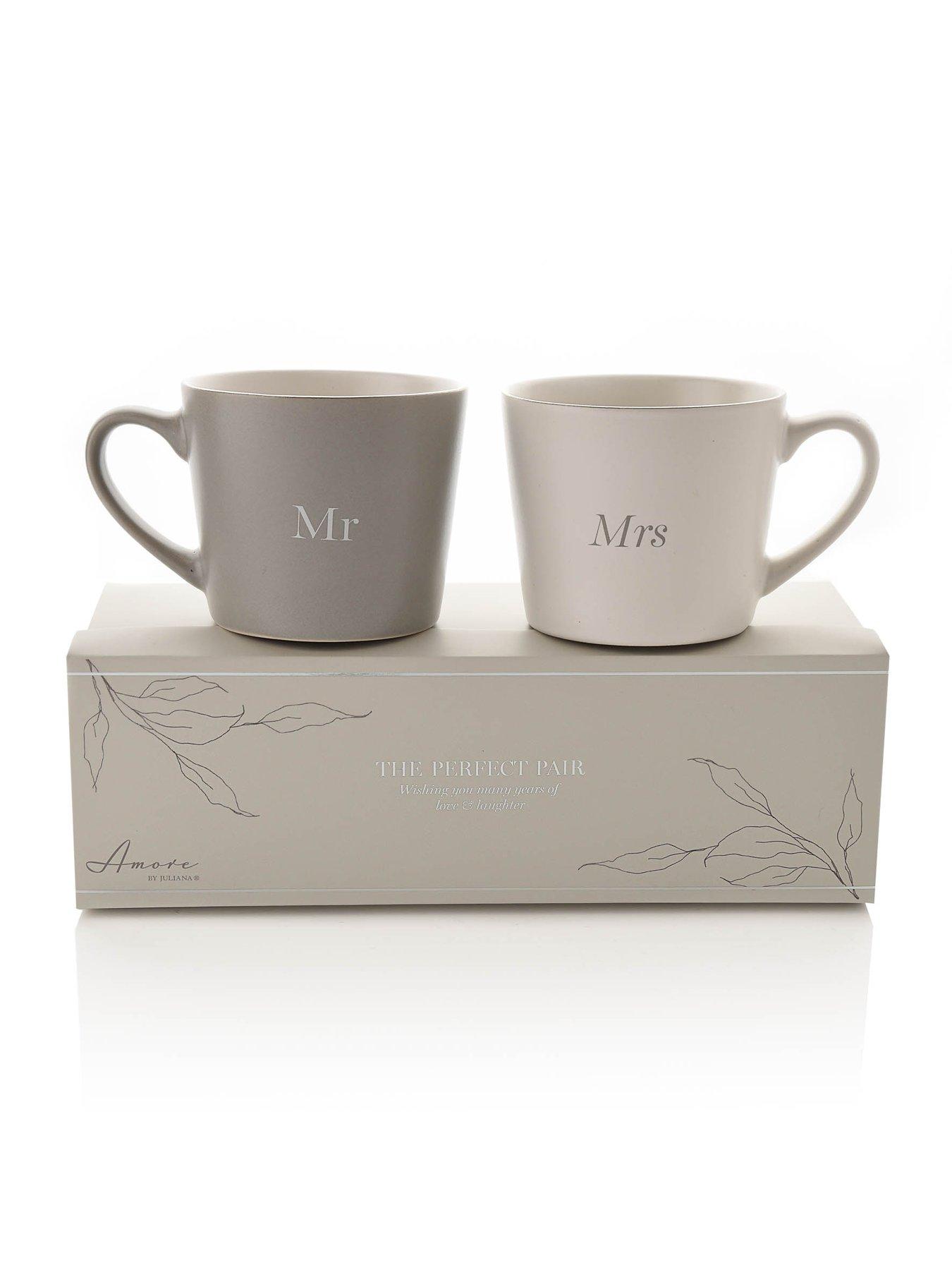 Image 2 of 6 of Amore Set of 2 Grey & White Mugs - Mr & Mrs