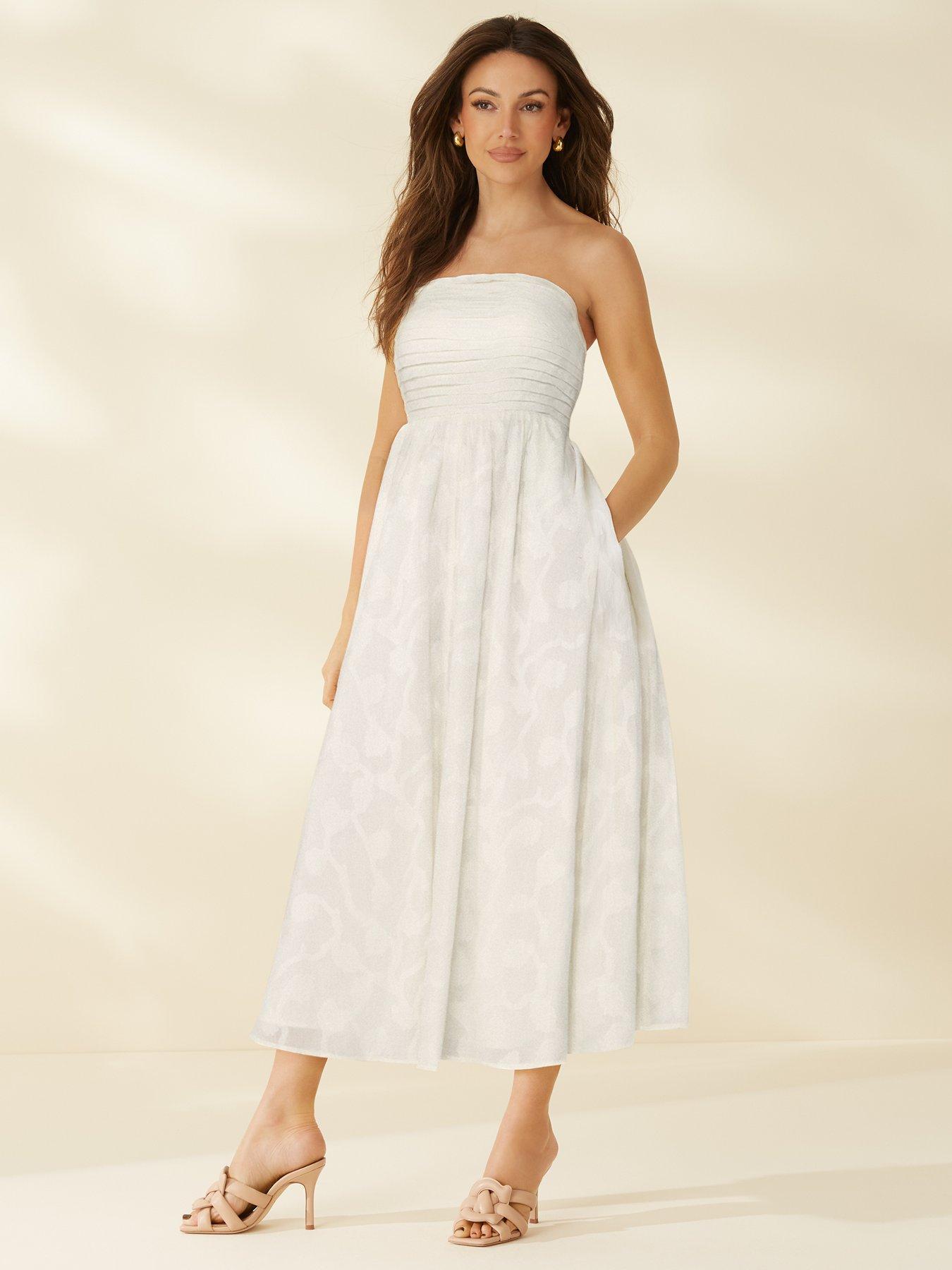 michelle-keegan-cotton-jacquard-bandeau-midi-dress-white