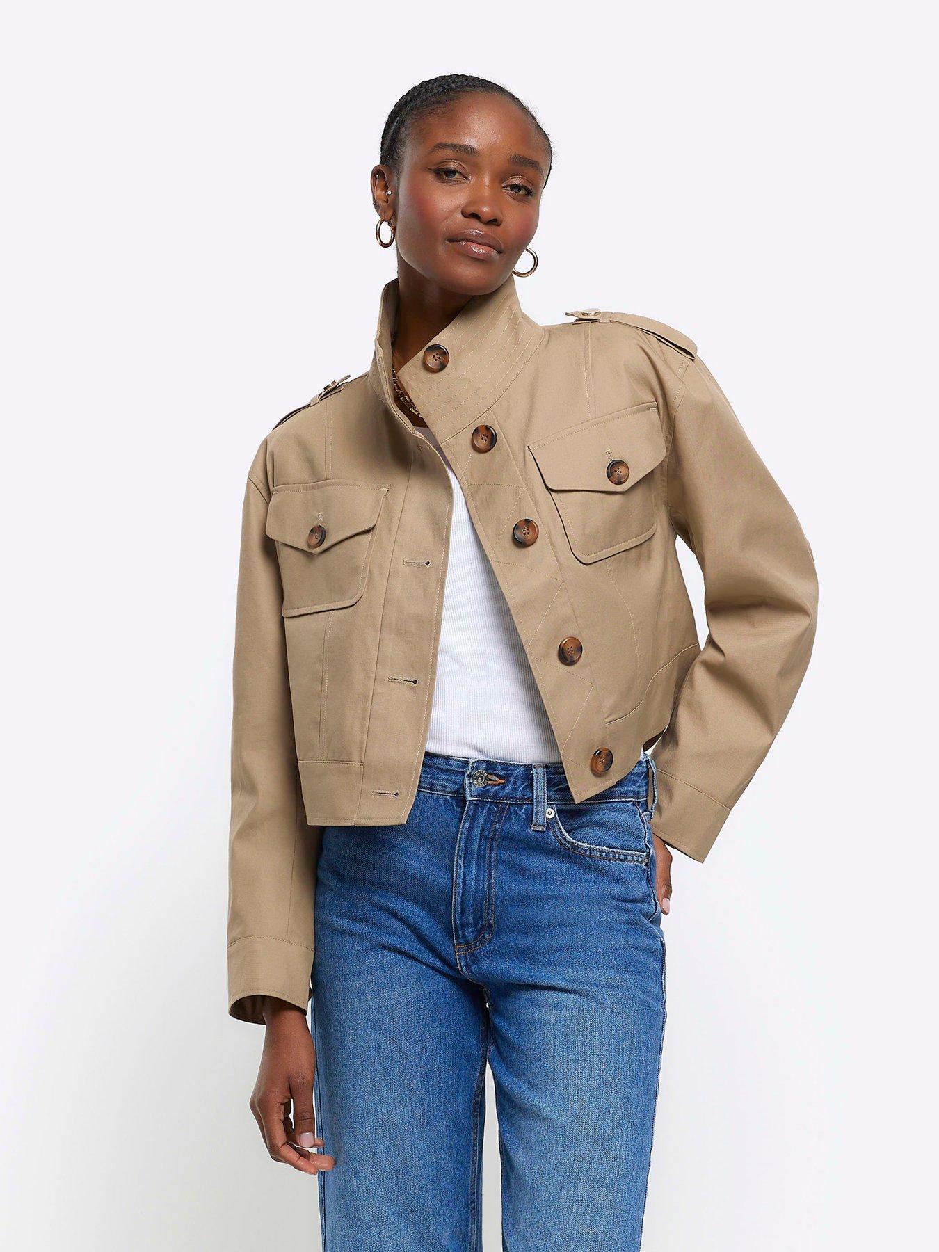 Image 1 of 4 of River Island Cropped Trench - Beige