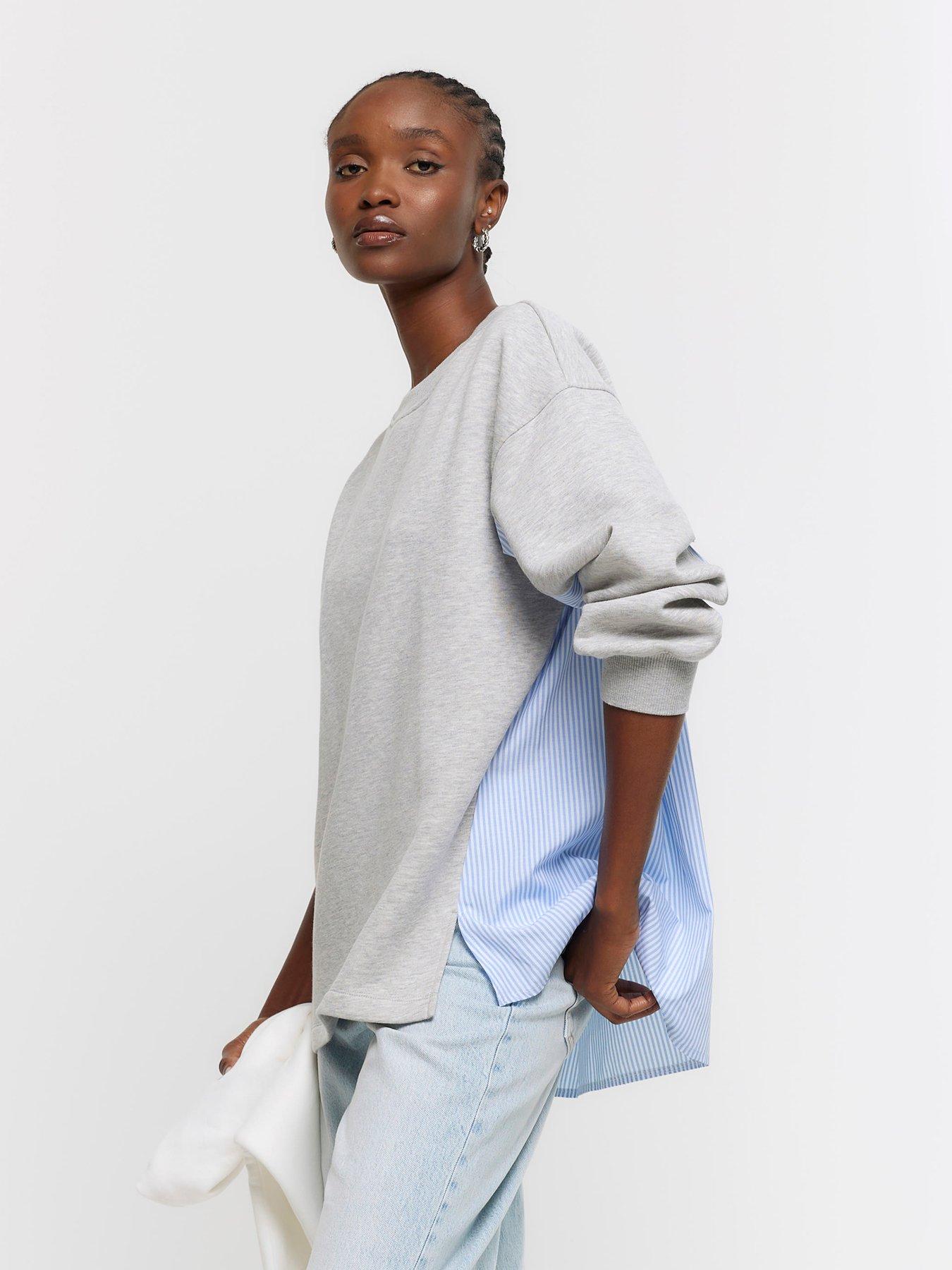 River island white online hoodie