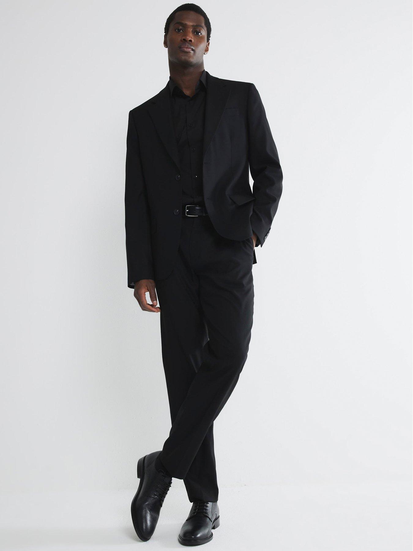 Image 3 of 6 of River Island Plain Single Breasted Slim Suit Jacket - Black