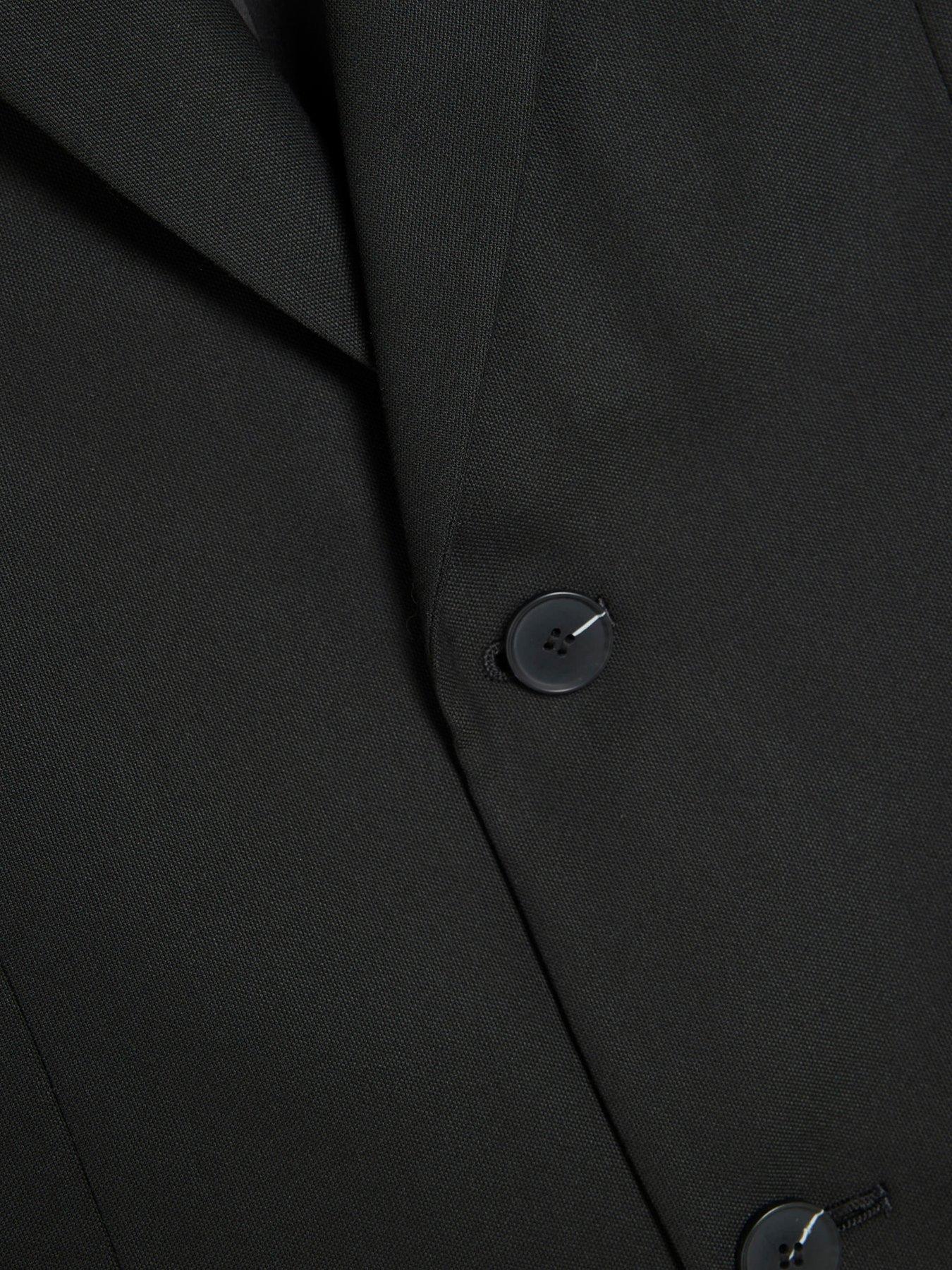 Image 5 of 6 of River Island Plain Single Breasted Slim Suit Jacket - Black