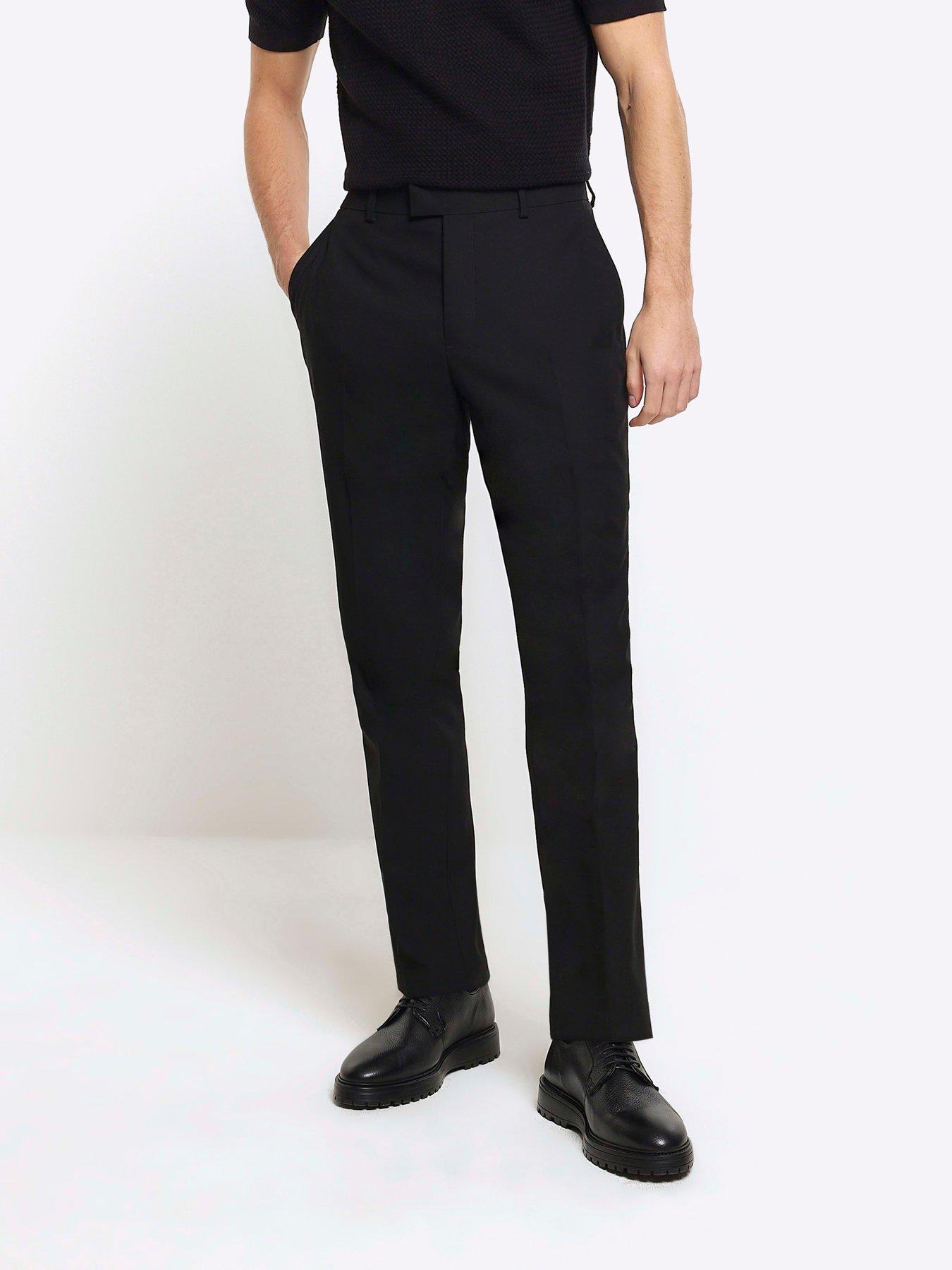 Image 1 of 4 of River Island Plain Slim Suit Trousers - Black