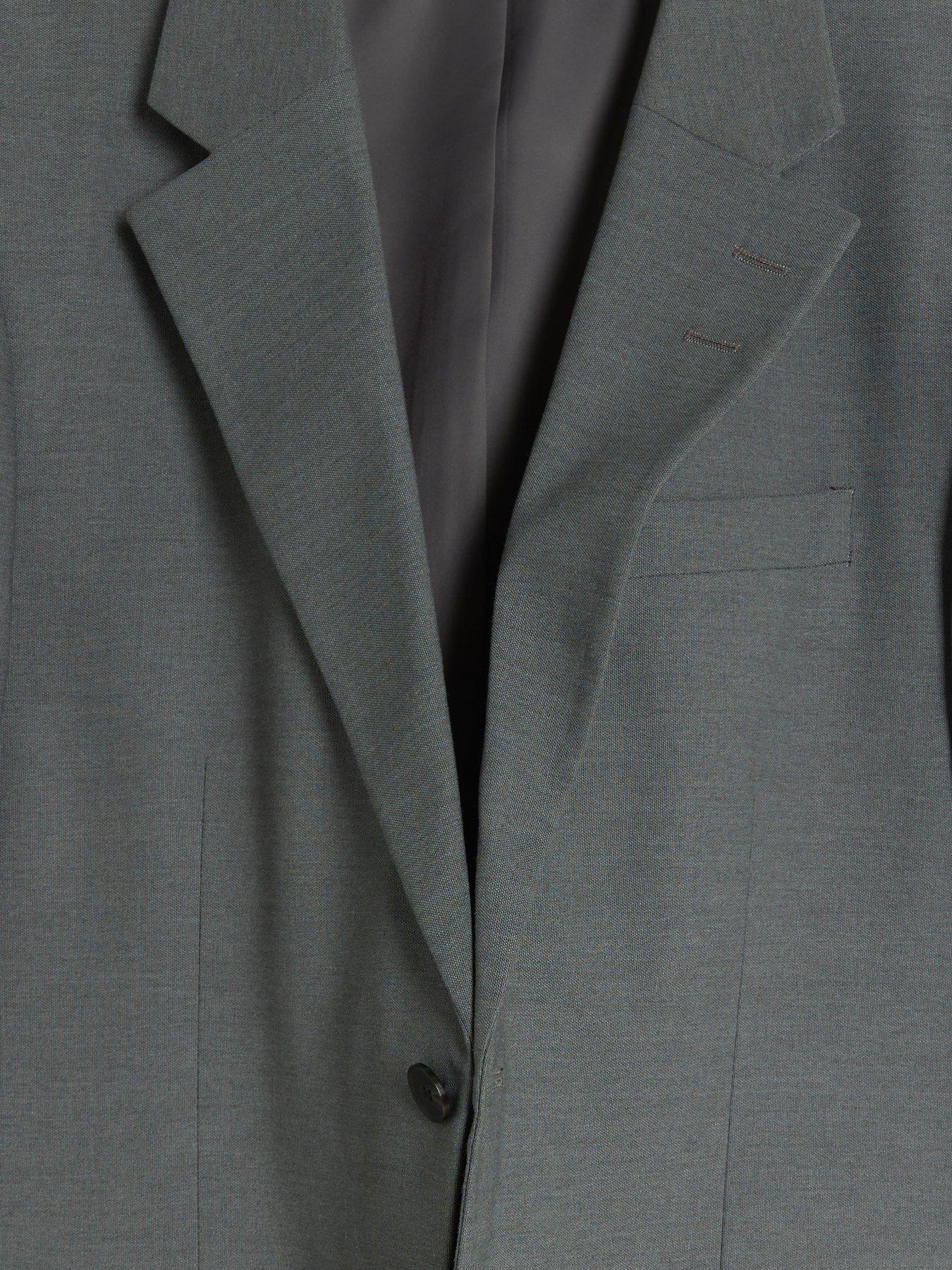 Image 5 of 6 of River Island Plain Single Breasted Slim Suit Jacket - Grey