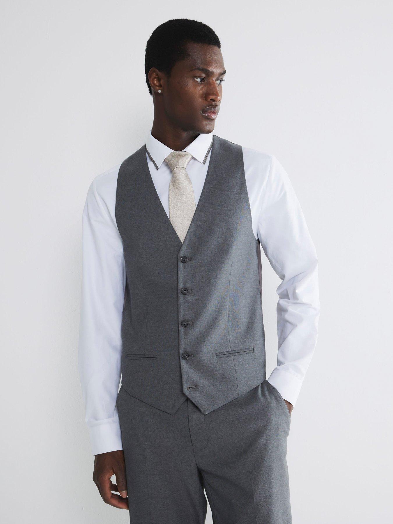 River Island Plain Single Breasted Suit Waistcoat - Grey