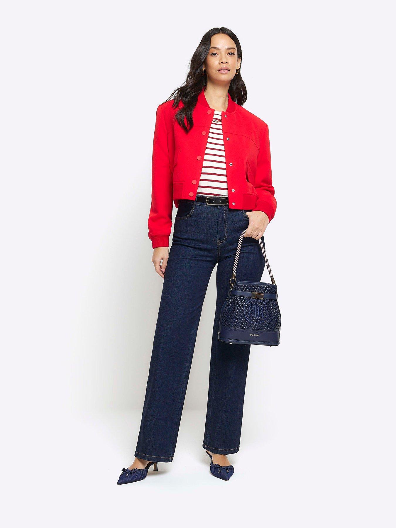 River island cheap red bomber jacket