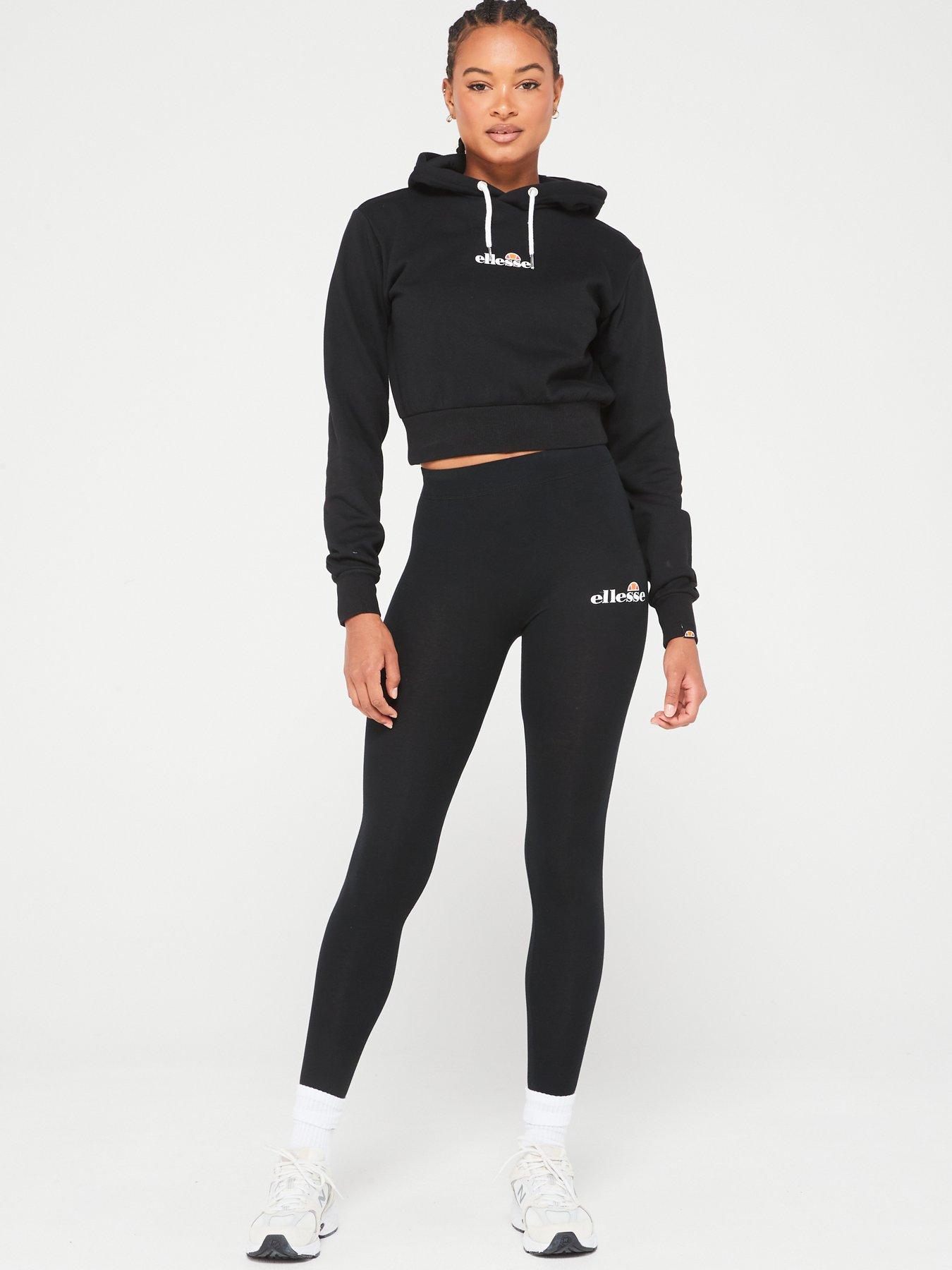 ellesse Plus cropped hoodie & leggings set in black