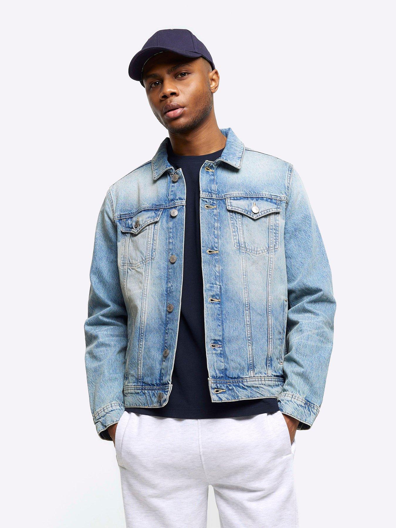 river island tomart denim jacket, blue, size xl, men