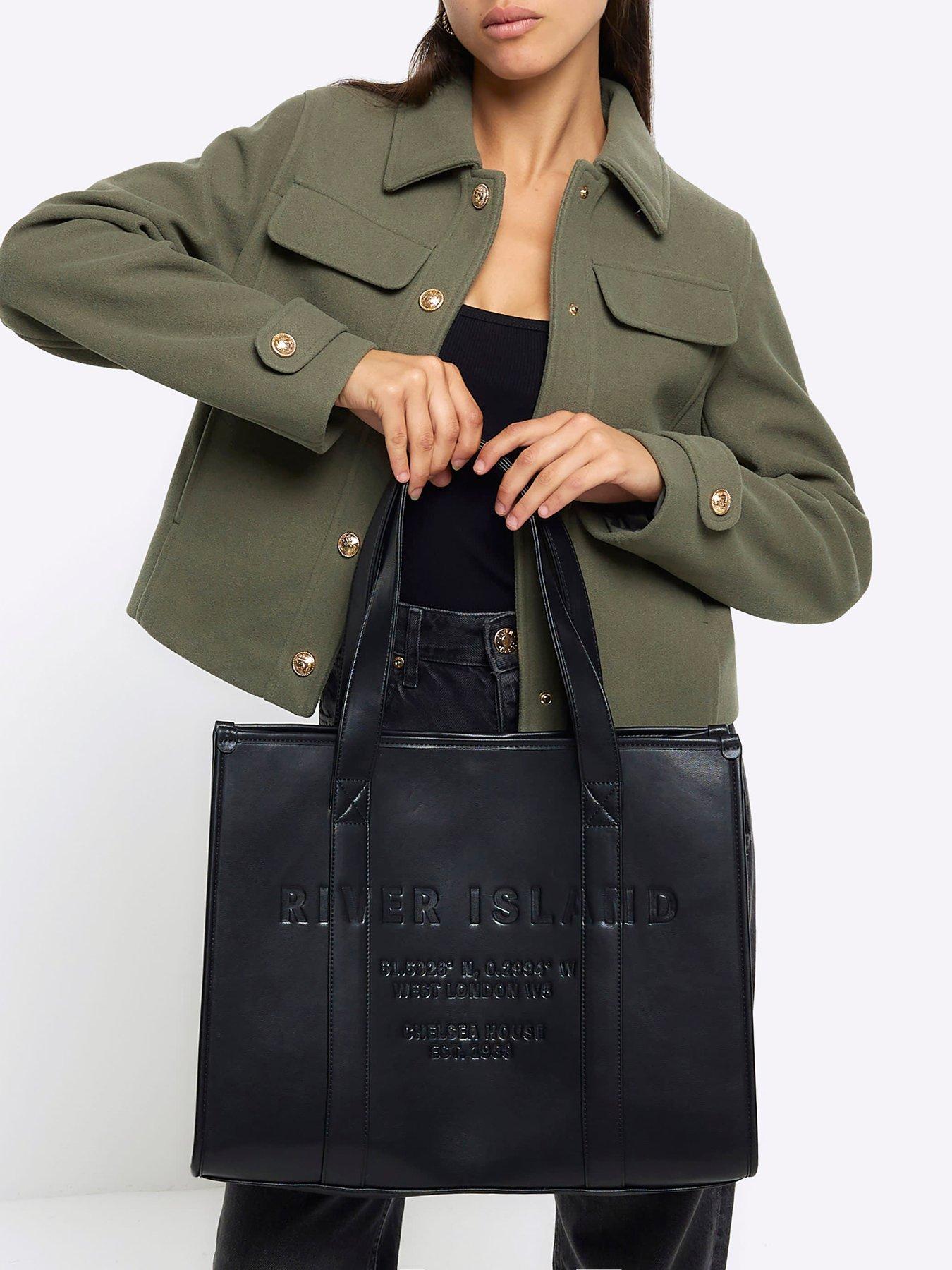 Image 2 of 4 of River Island Debossed Square Shopper Bag - Black