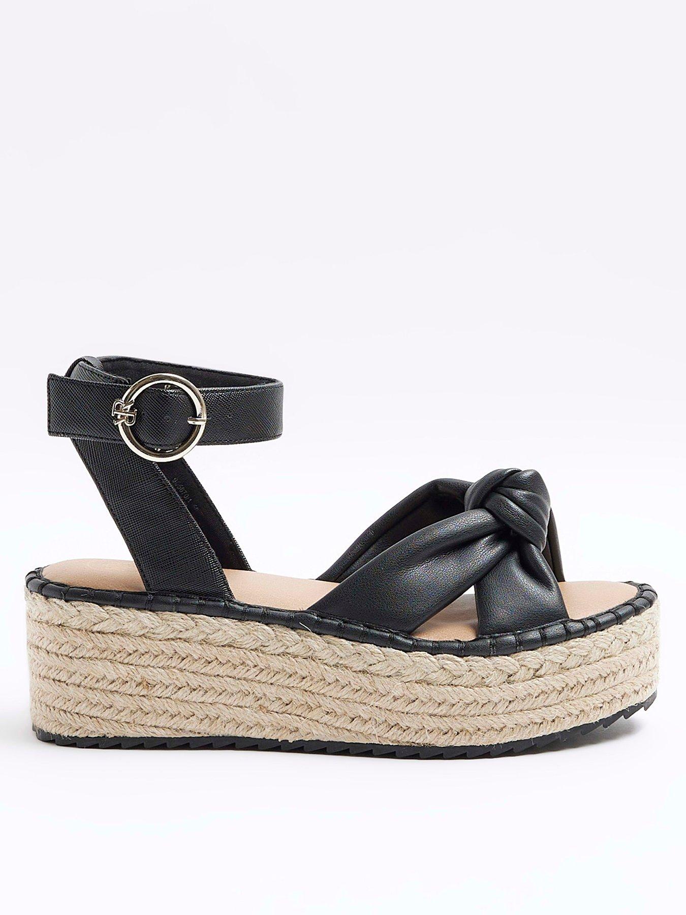 River Island Two Part Espadrille Sandal - Black | Very.co.uk