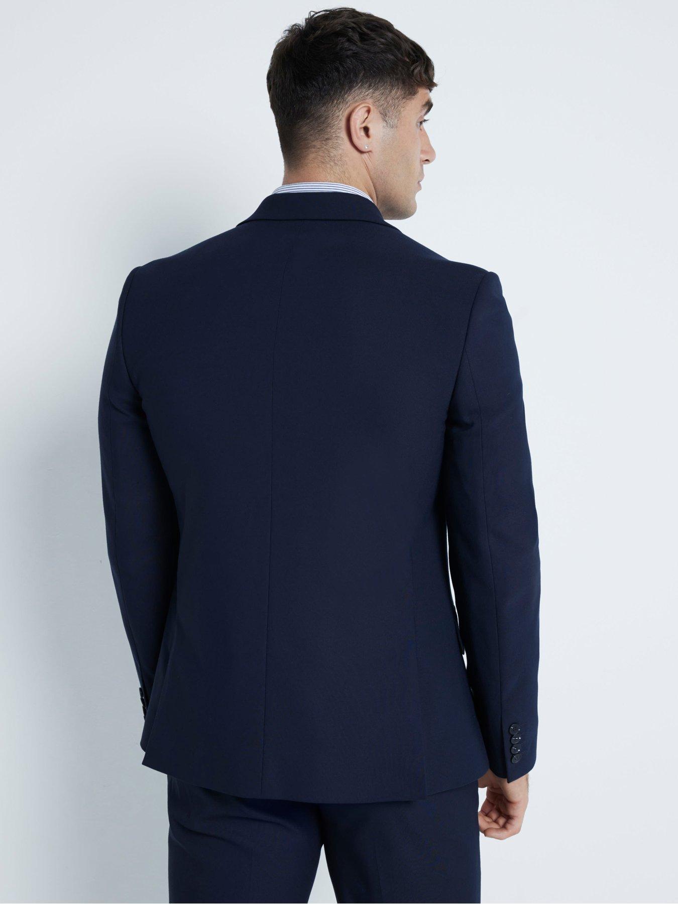 Image 2 of 6 of River Island Plain Single Breasted Slim Suit Jacket - Navy